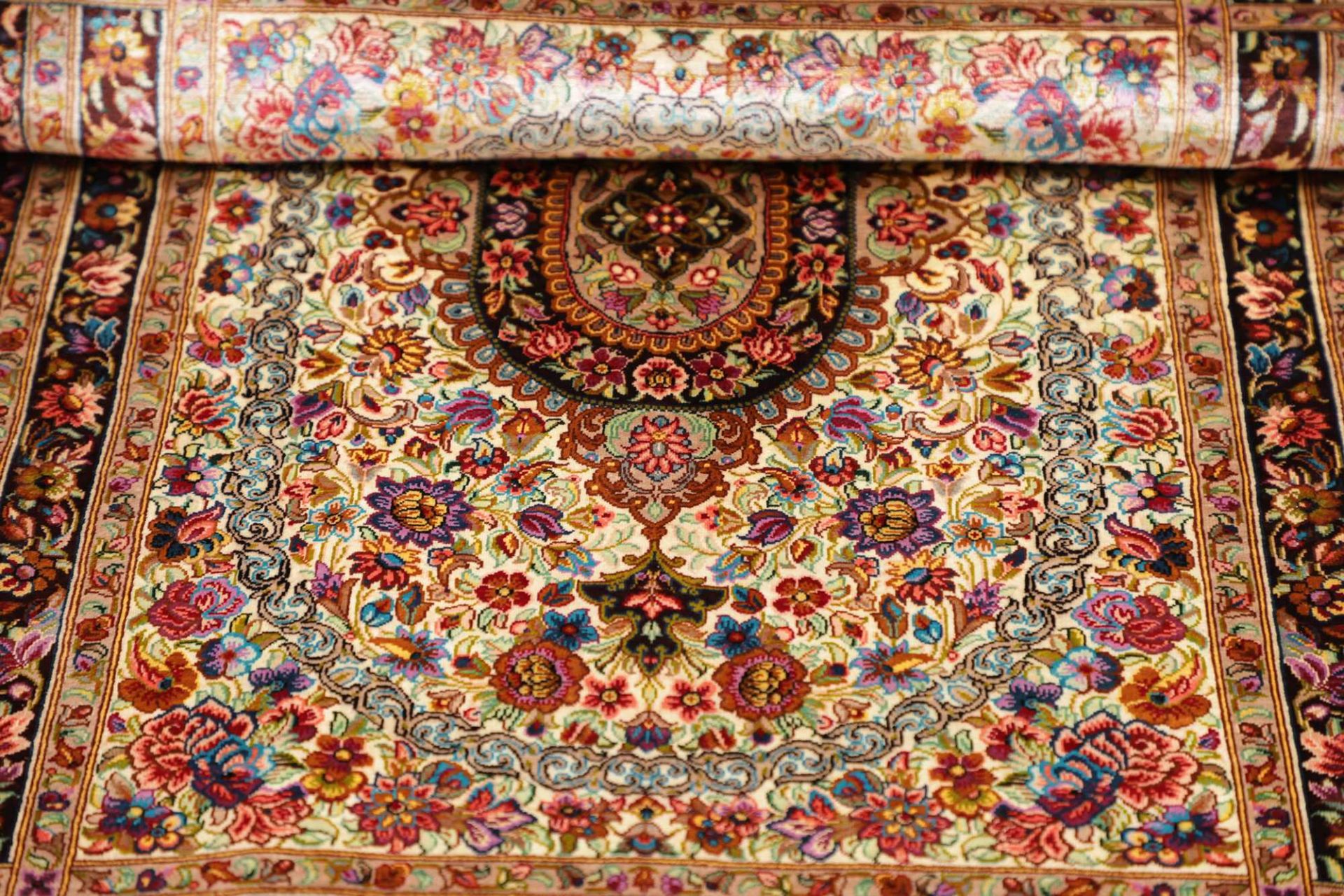 Ghom Perserteppich aus Iran, 62 × 89 cm
