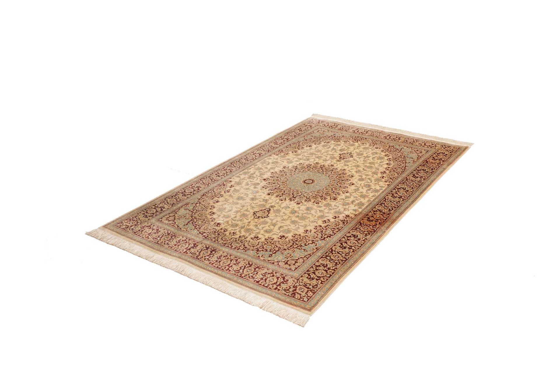 perserteppich-ghom-133-x-199-cm-seide-handgeknupft-edel-1 Handgeknüpfter Ghom Perserteppich 133 × 199 cm