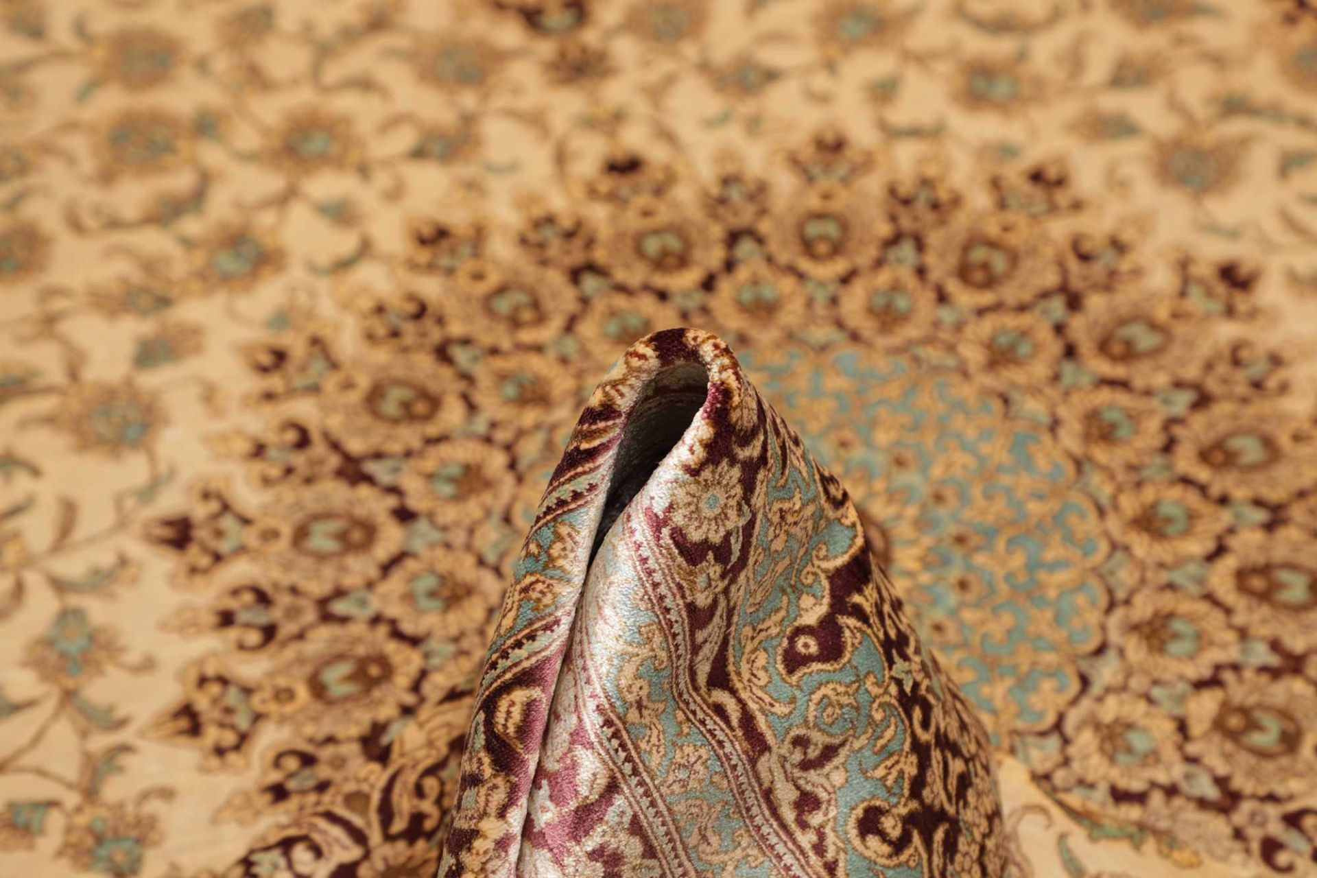 perserteppich-ghom-133-x-199-cm-seide-handgeknupft-edel-9 Handgeknüpfter Ghom Perserteppich 133 × 199 cm