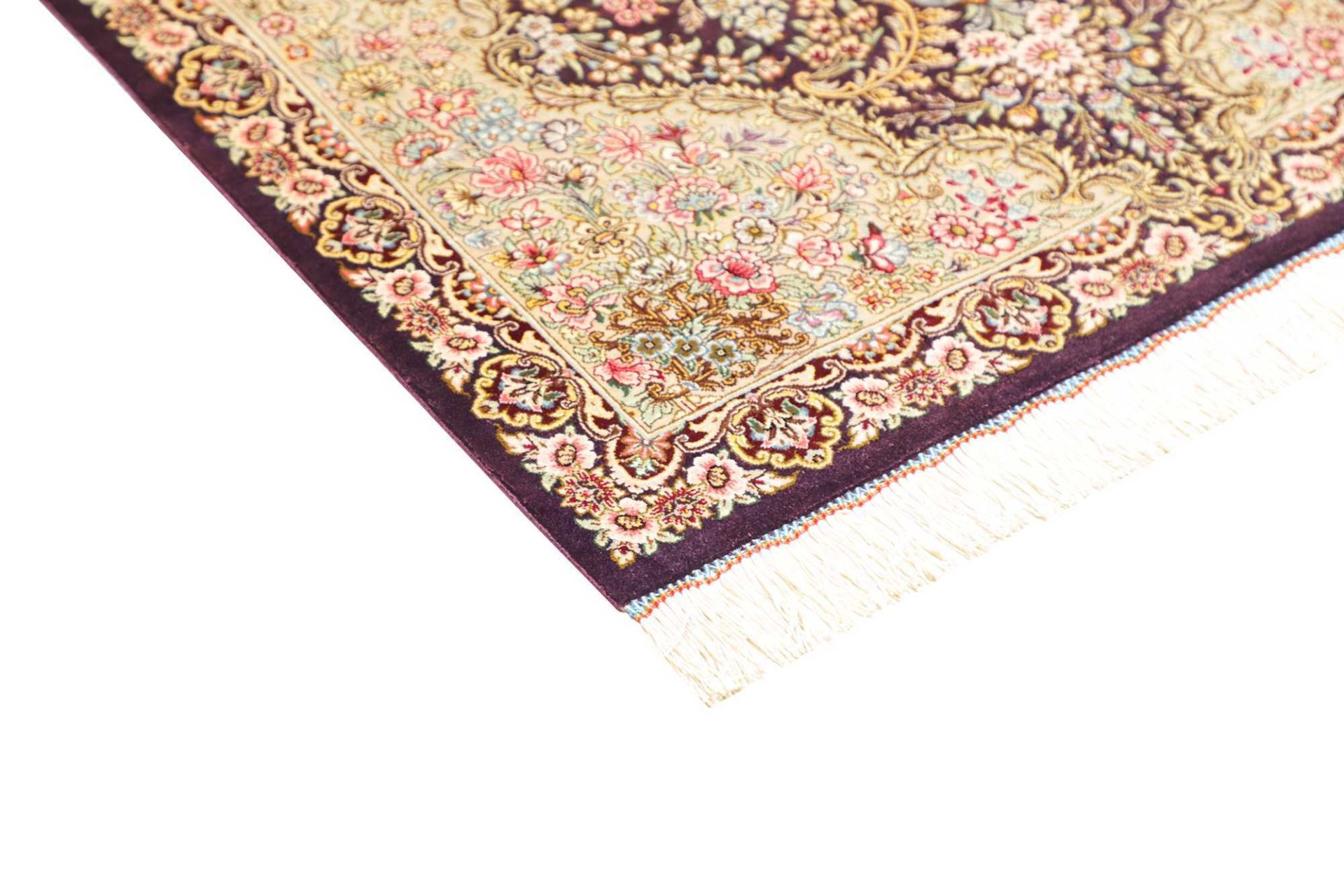 Handgeknüpfter Ghom Perserteppich, 80 × 116 cm, Seide