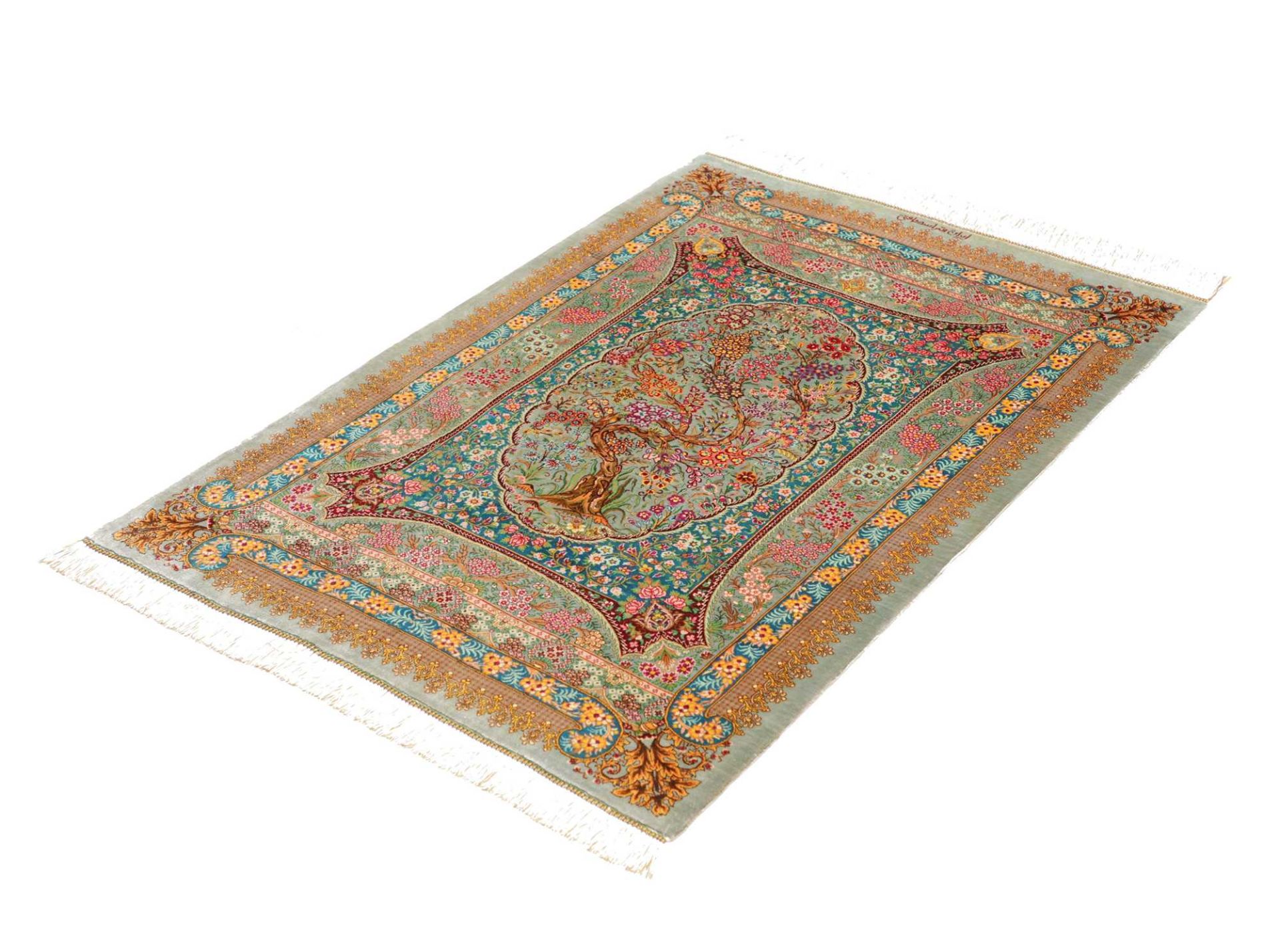 perserteppich-ghom-81-x-116-cm-seide-handgeknupft-edel-2 Handgeknüpfter Ghom Perserteppich, 81 × 116 cm, Seide
