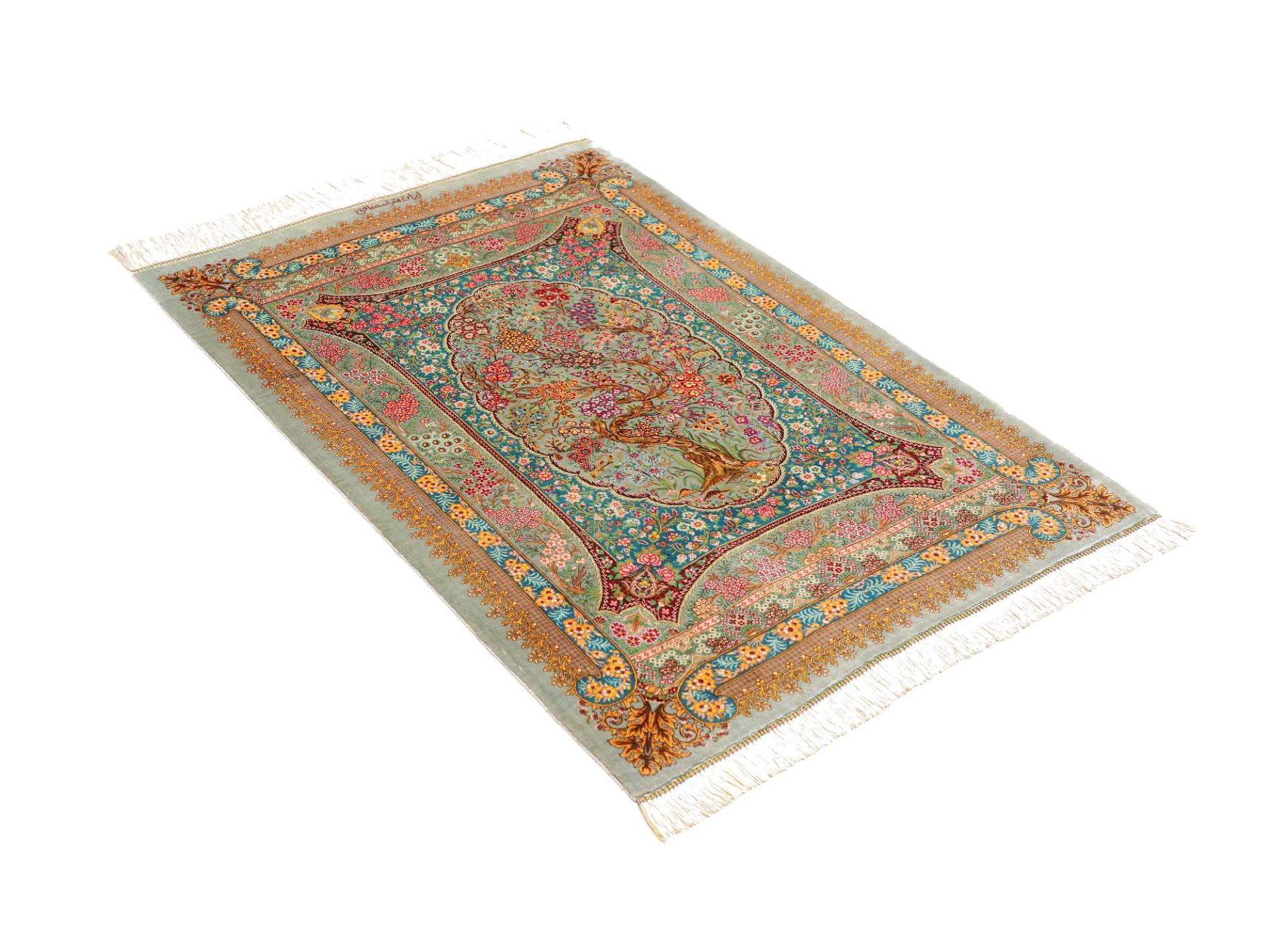 perserteppich-ghom-81-x-116-cm-seide-handgeknupft-edel-3 Handgeknüpfter Ghom Perserteppich, 81 × 116 cm, Seide