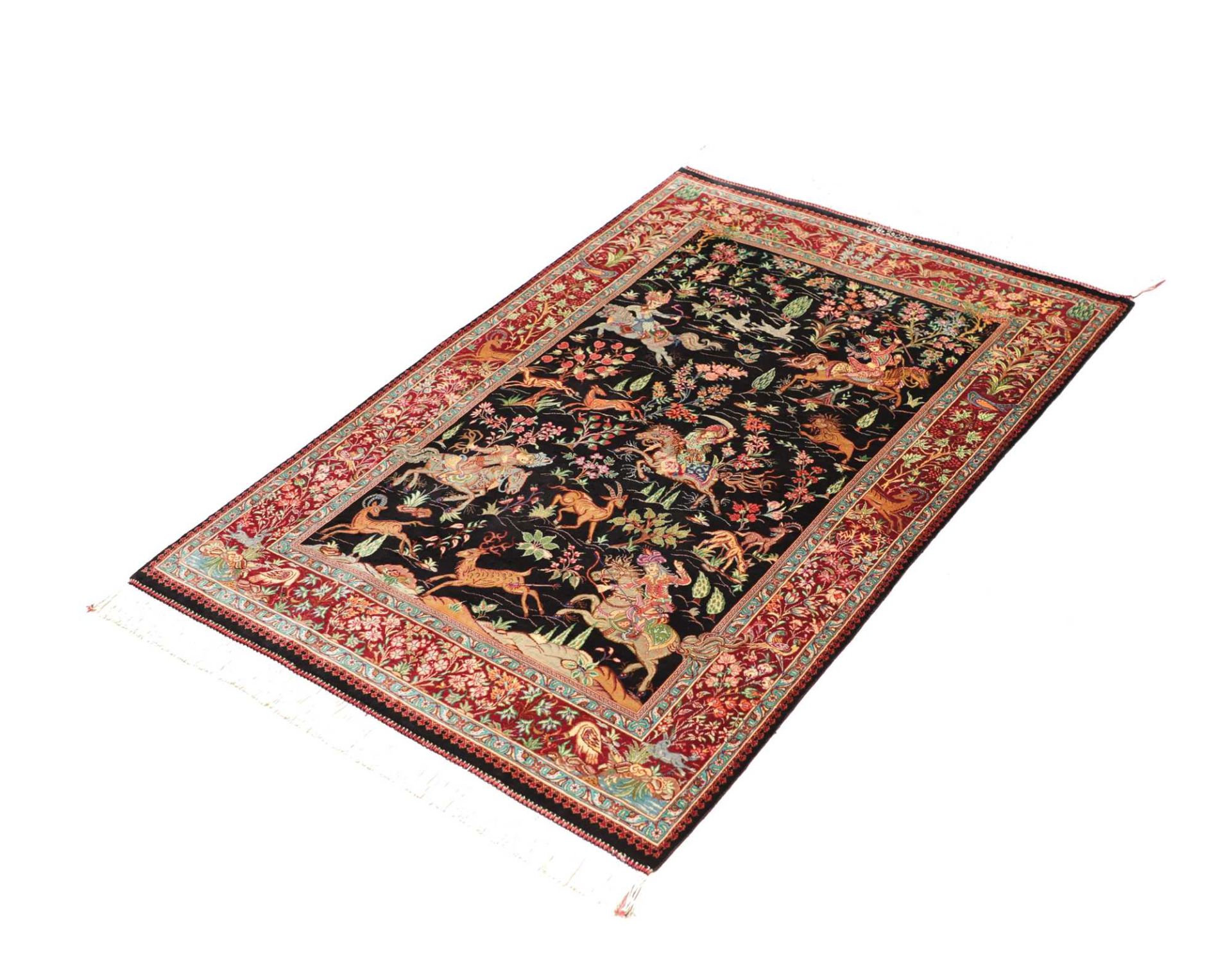 Handgeknüpfter Ghom Perserteppich, 79 × 116 cm, Seide