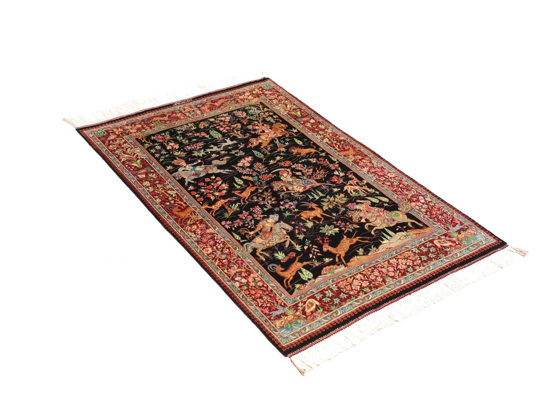 Handgeknüpfter Ghom Perserteppich, 79 × 116 cm, Seide