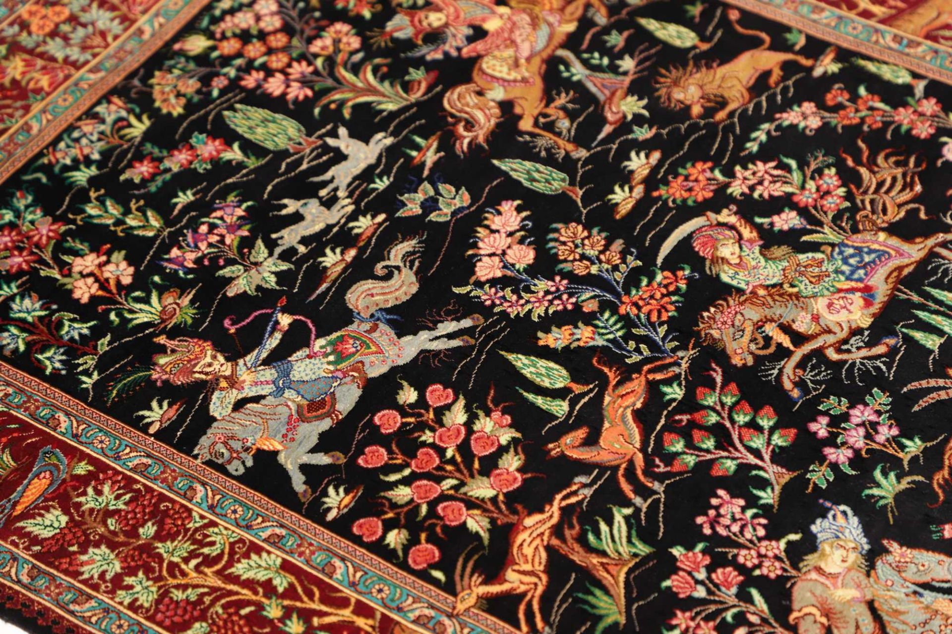 Handgeknüpfter Ghom Perserteppich, 79 × 116 cm, Seide