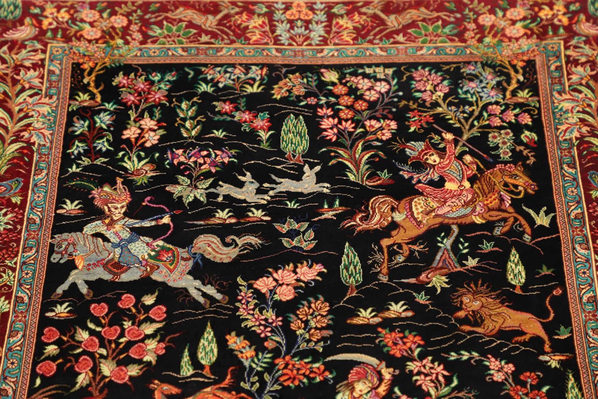 Handgeknüpfter Ghom Perserteppich, 79 × 116 cm, Seide