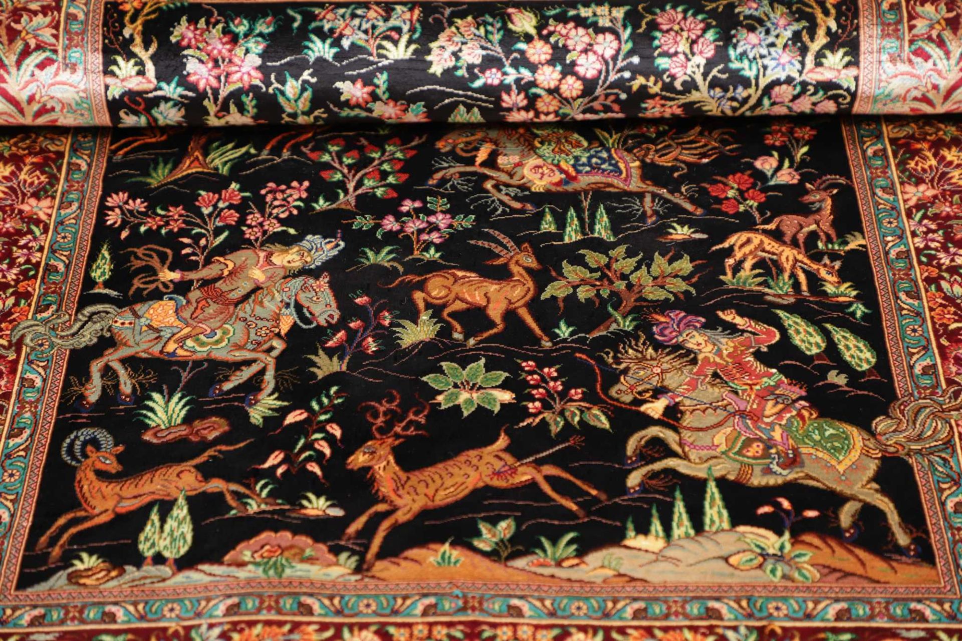 Handgeknüpfter Ghom Perserteppich, 79 × 116 cm, Seide