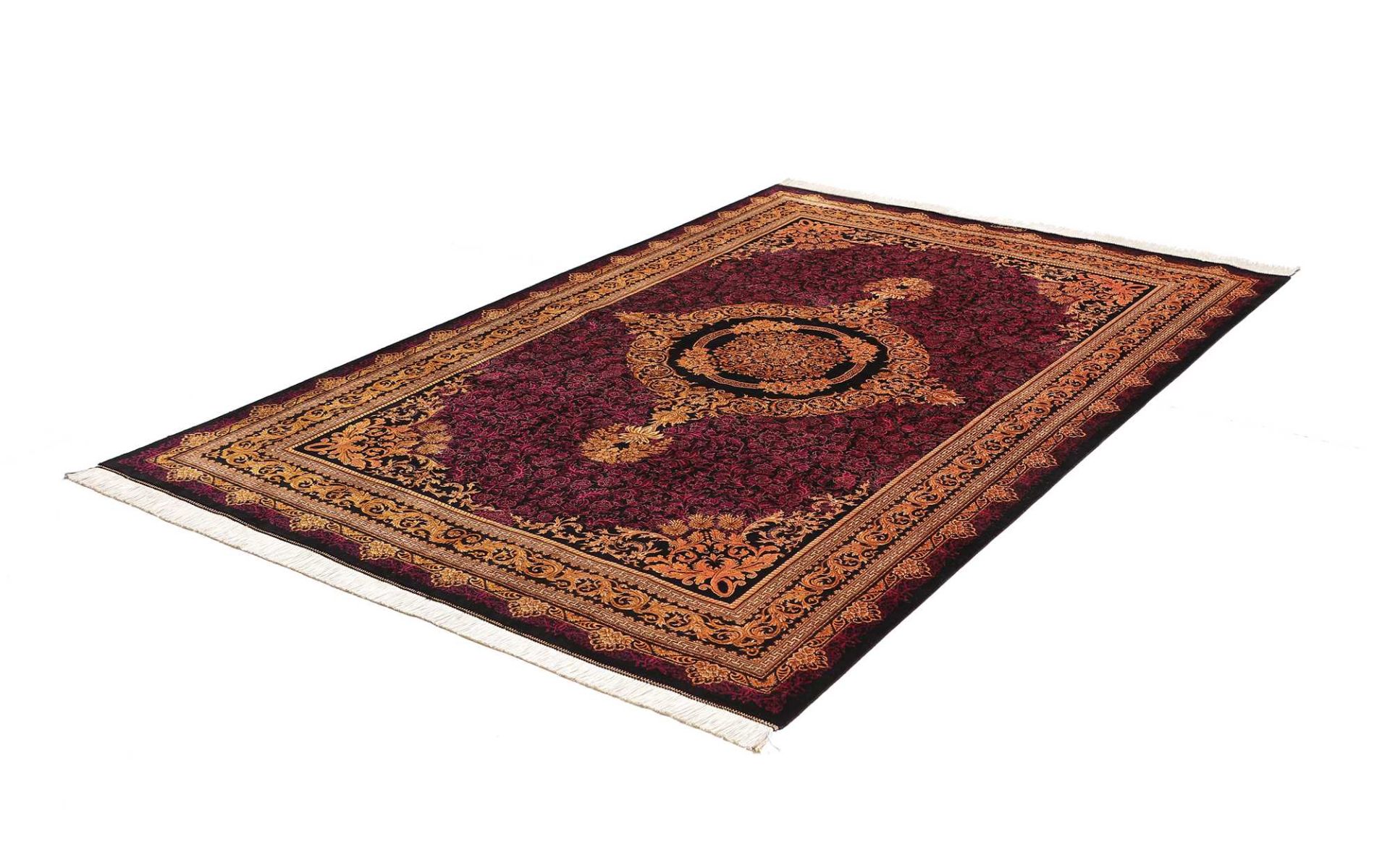 Ghom Perserteppich 157 × 230 cm aus Seide, handgeknüpft
