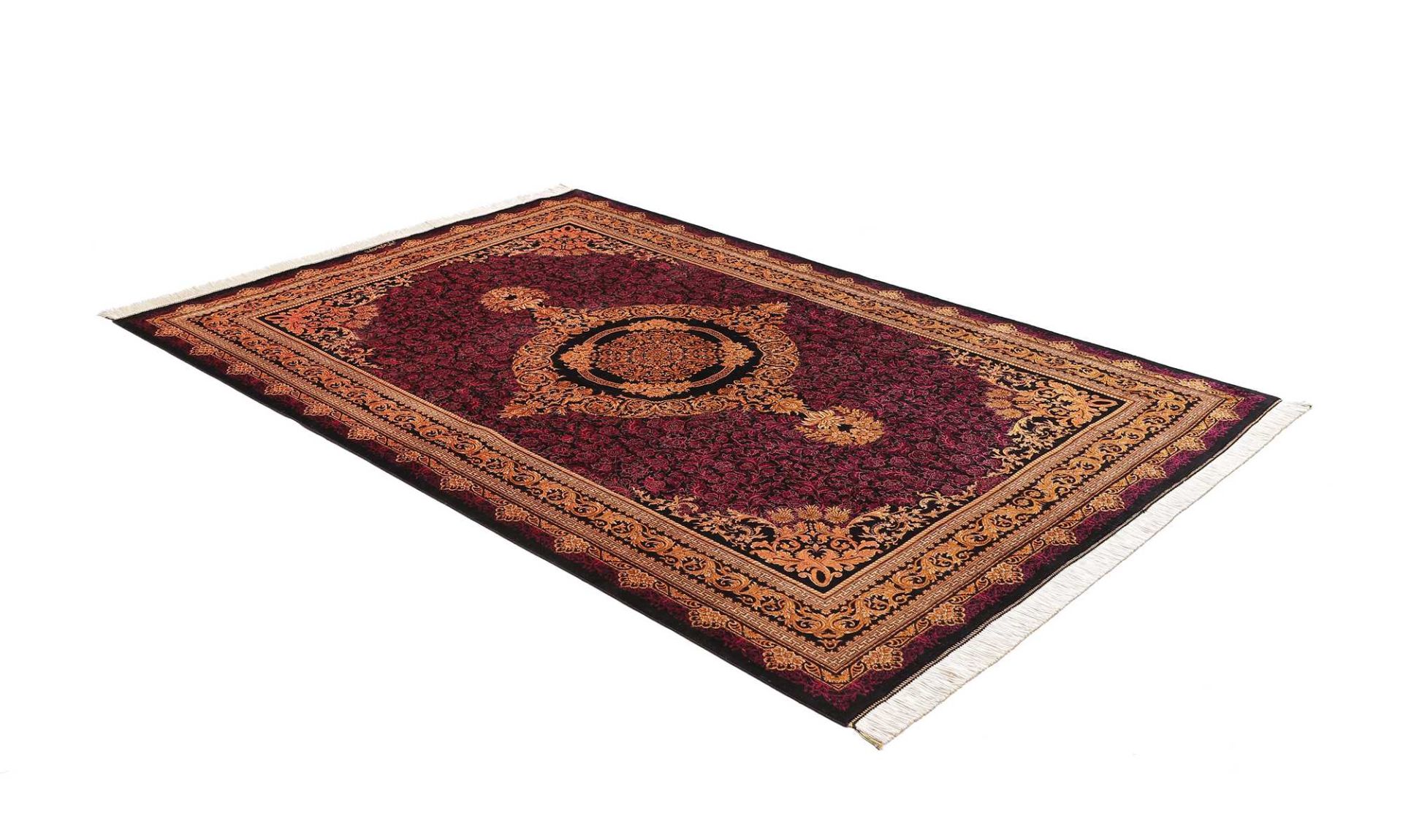 Ghom Perserteppich 157 × 230 cm aus Seide, handgeknüpft