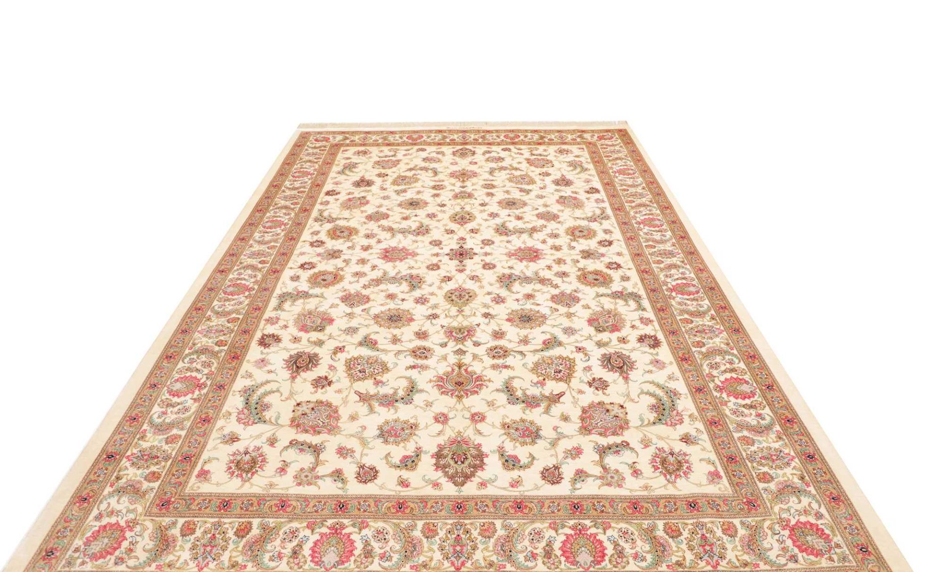 Ghom Perserteppich 202 × 306 cm aus Seide, handgeknüpft