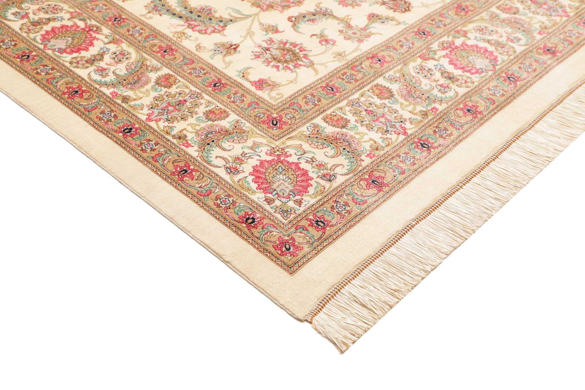 Ghom Perserteppich 202 × 306 cm aus Seide, handgeknüpft