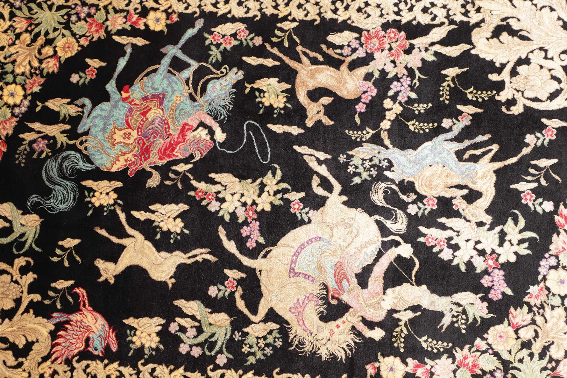 Ghom Perserteppich 61 × 90 cm aus Seide, handgeknüpft