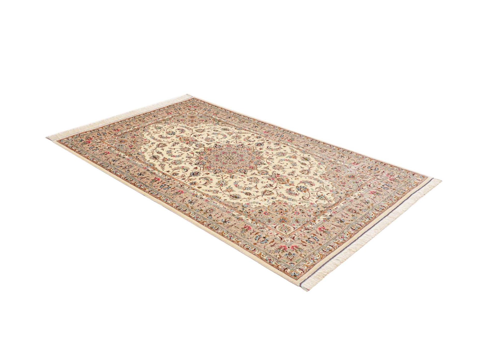 Handgeknüpfter Ghom Perserteppich, 130 × 207 cm, Seide