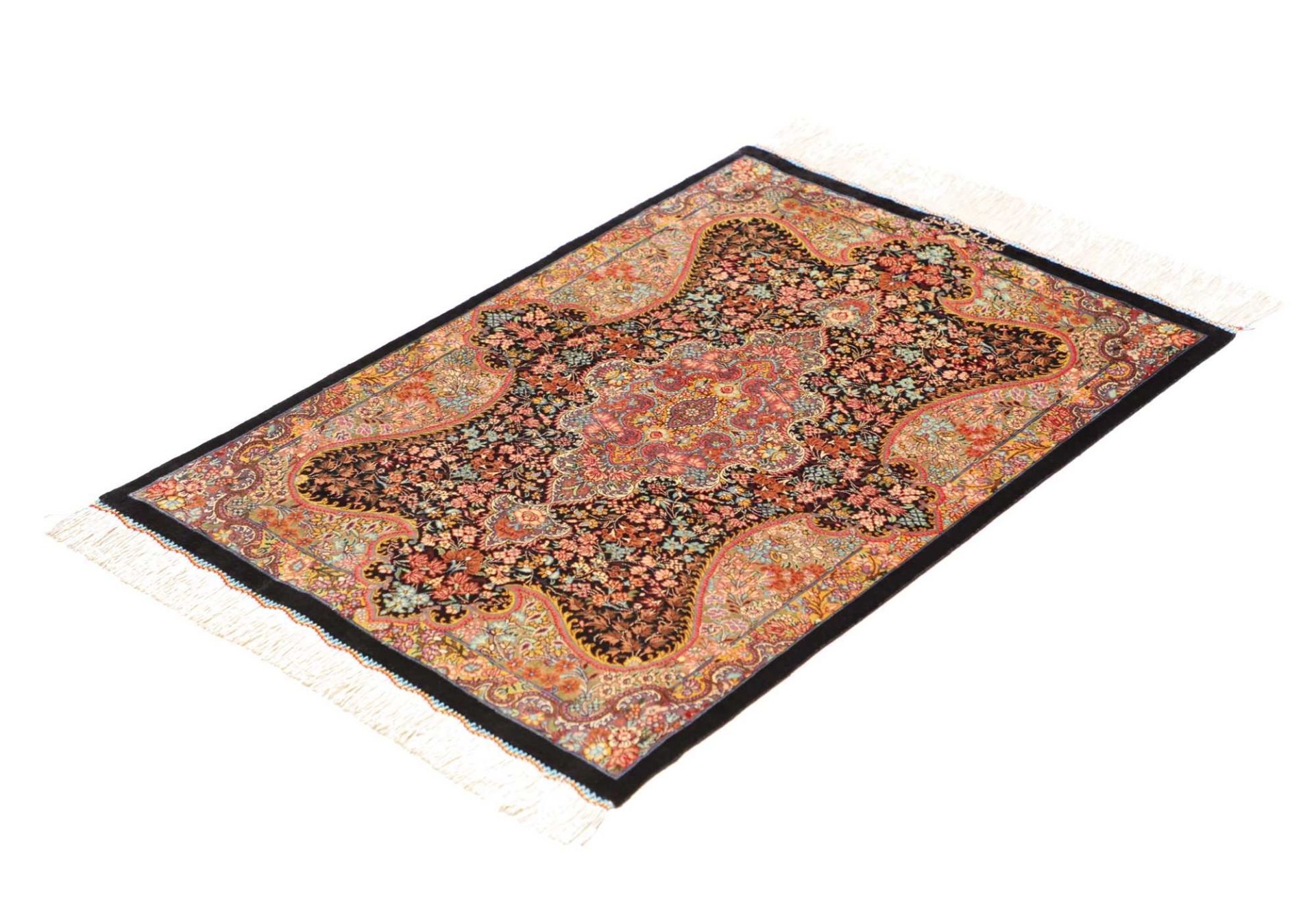 perserteppich-ghom-61-x-86-cm-seide-handgeknupft-edel-glanzend-1 Handgeknüpfter Ghom Perserteppich 61 × 86 cm