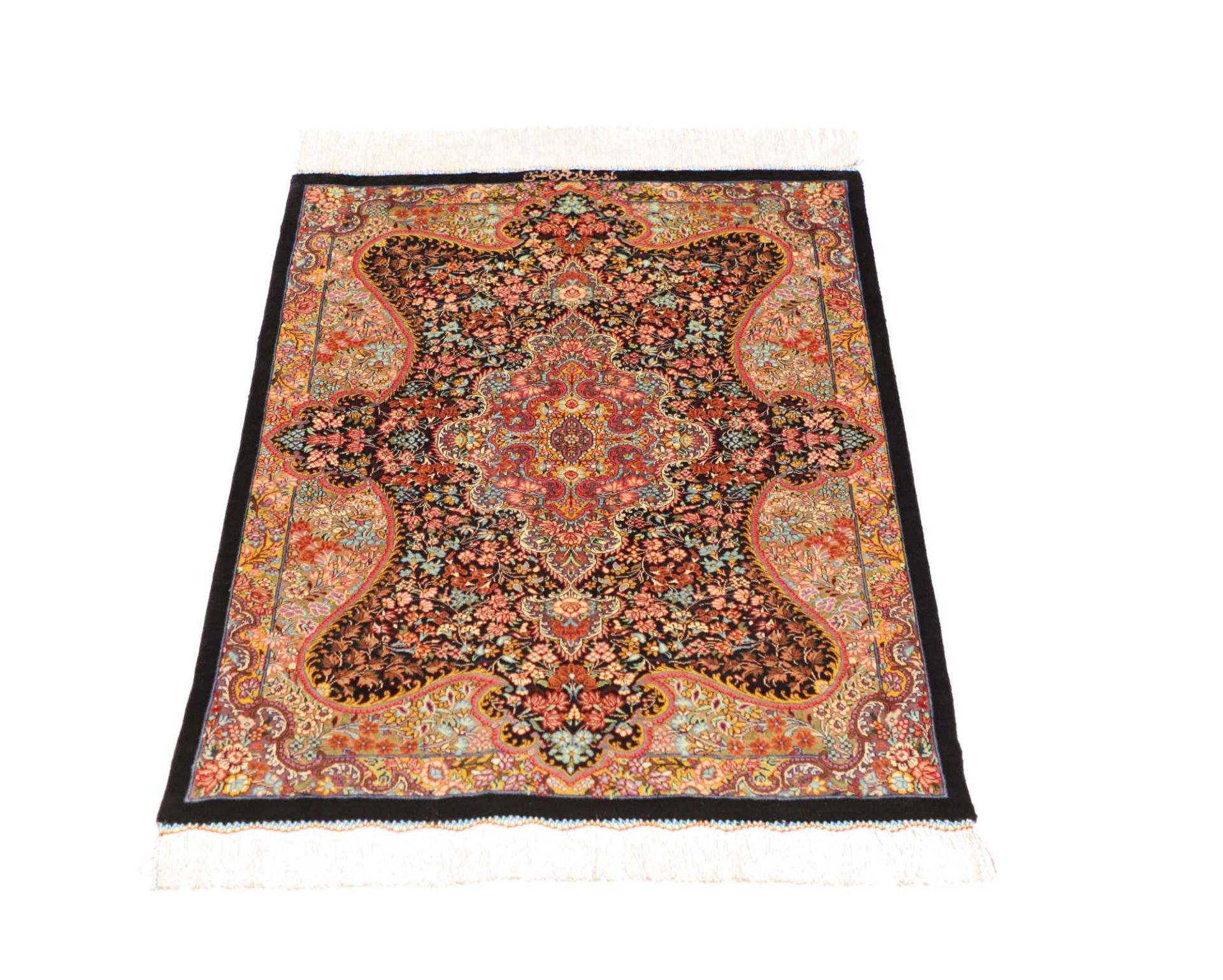 perserteppich-ghom-61-x-86-cm-seide-handgeknupft-edel-glanzend-3 Handgeknüpfter Ghom Perserteppich 61 × 86 cm