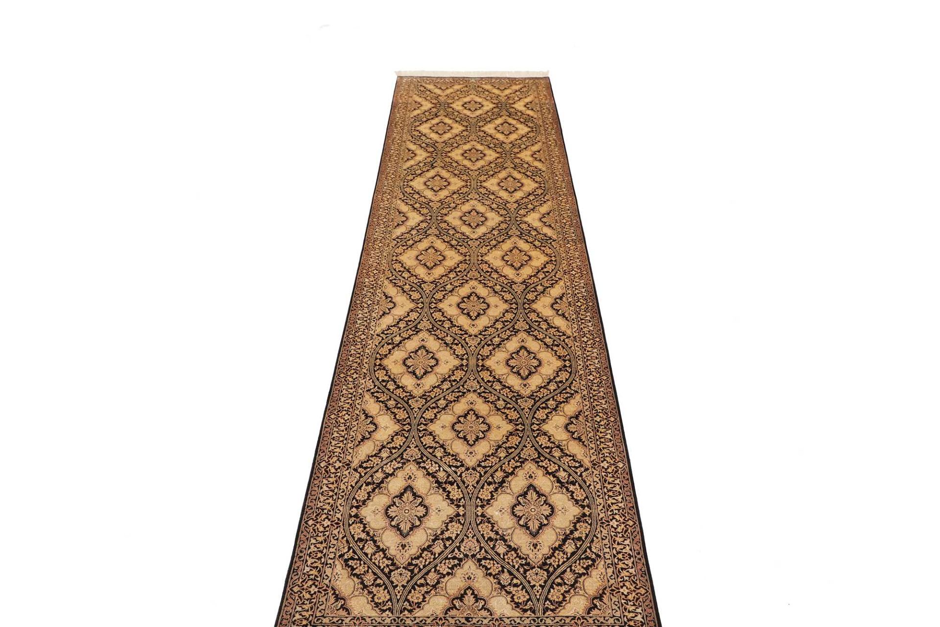 Handgeknüpfter Ghom Perserteppich, 76 × 287 cm, Seide