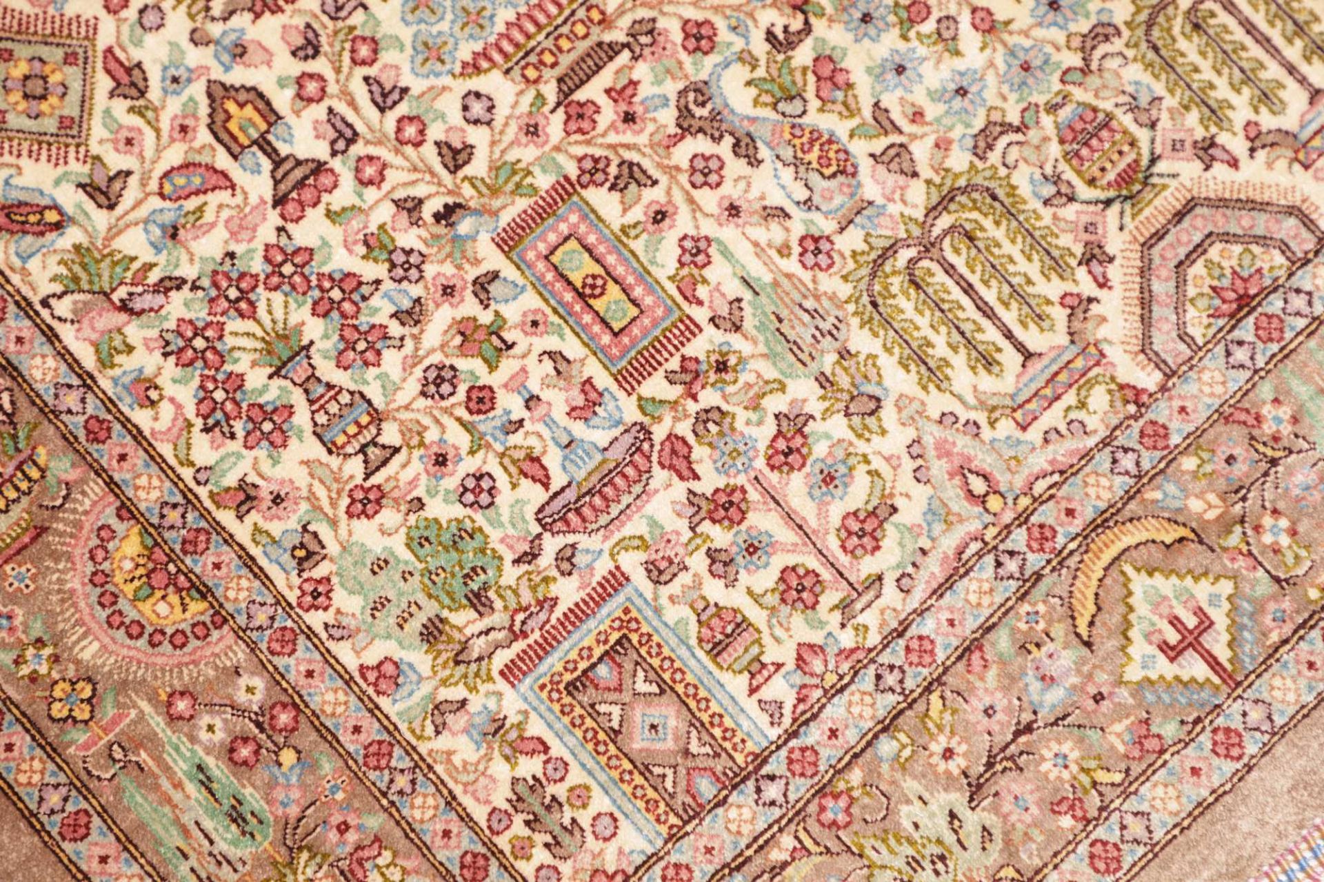 Handgeknüpfter Ghom Perserteppich, 71 × 298 cm, Seide