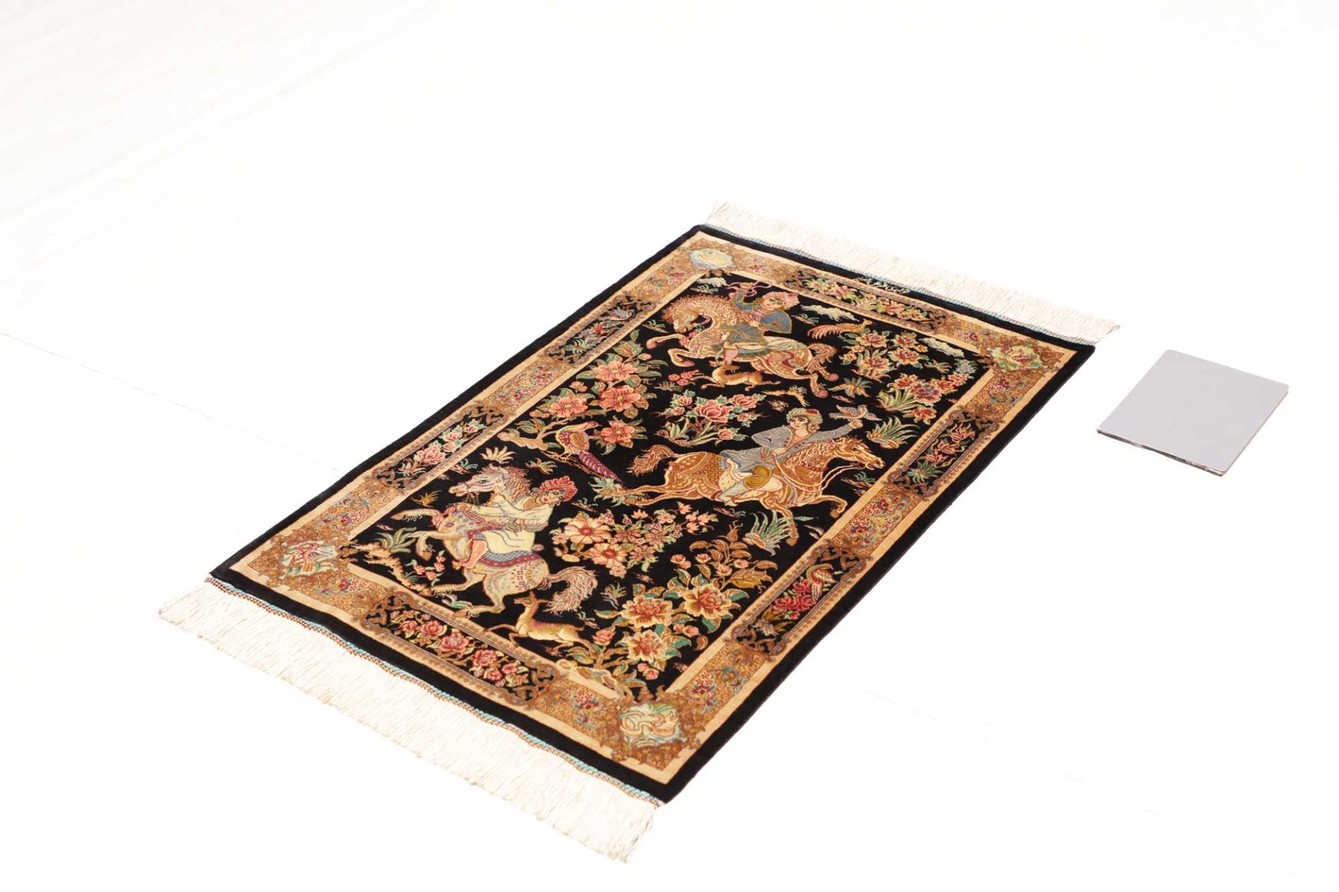 Ghom Perserteppich aus Iran, 62 × 91 cm