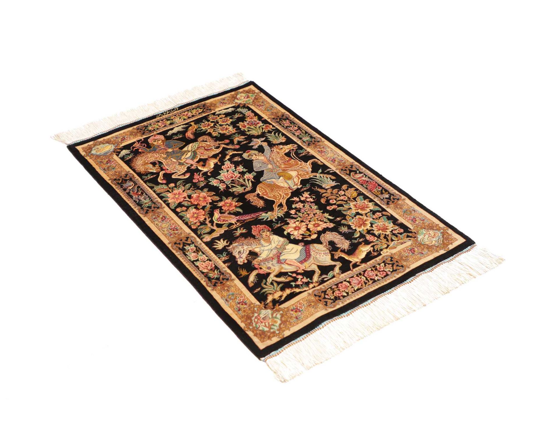 Ghom Perserteppich aus Iran, 62 × 91 cm