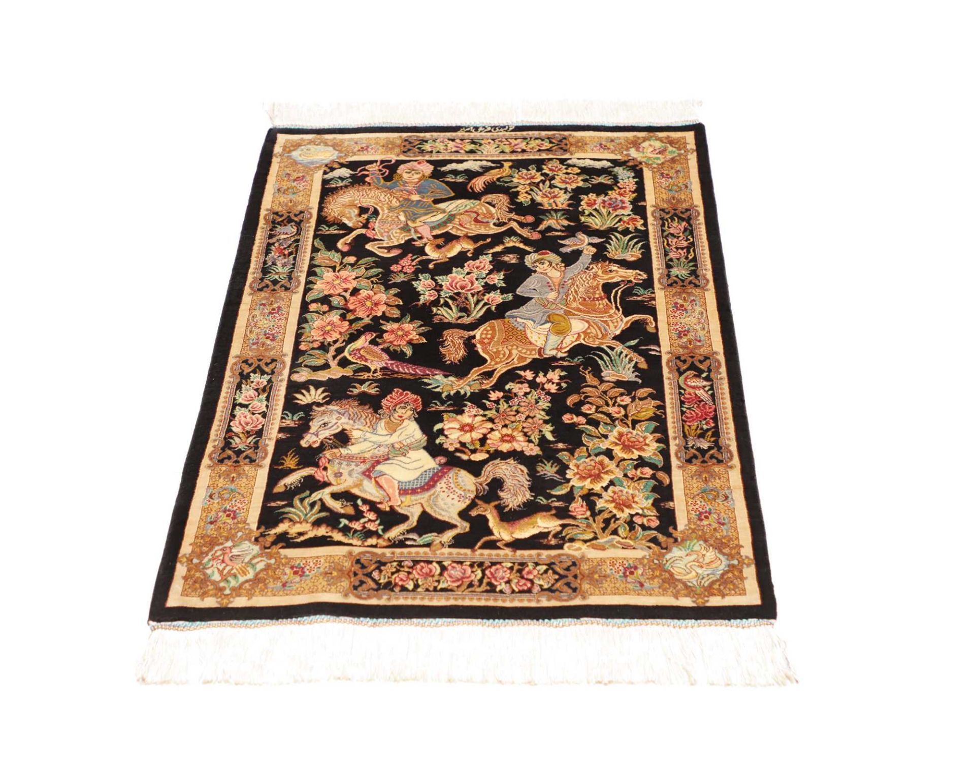 Ghom Perserteppich aus Iran, 62 × 91 cm