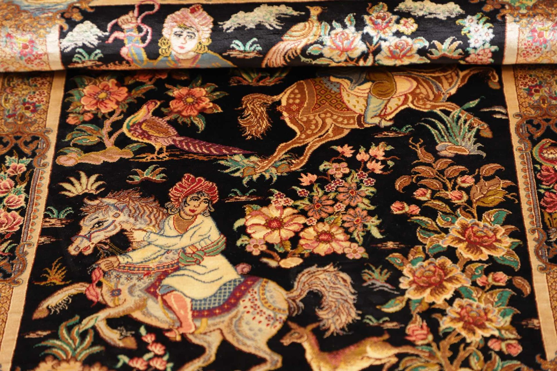 Ghom Perserteppich aus Iran, 62 × 91 cm