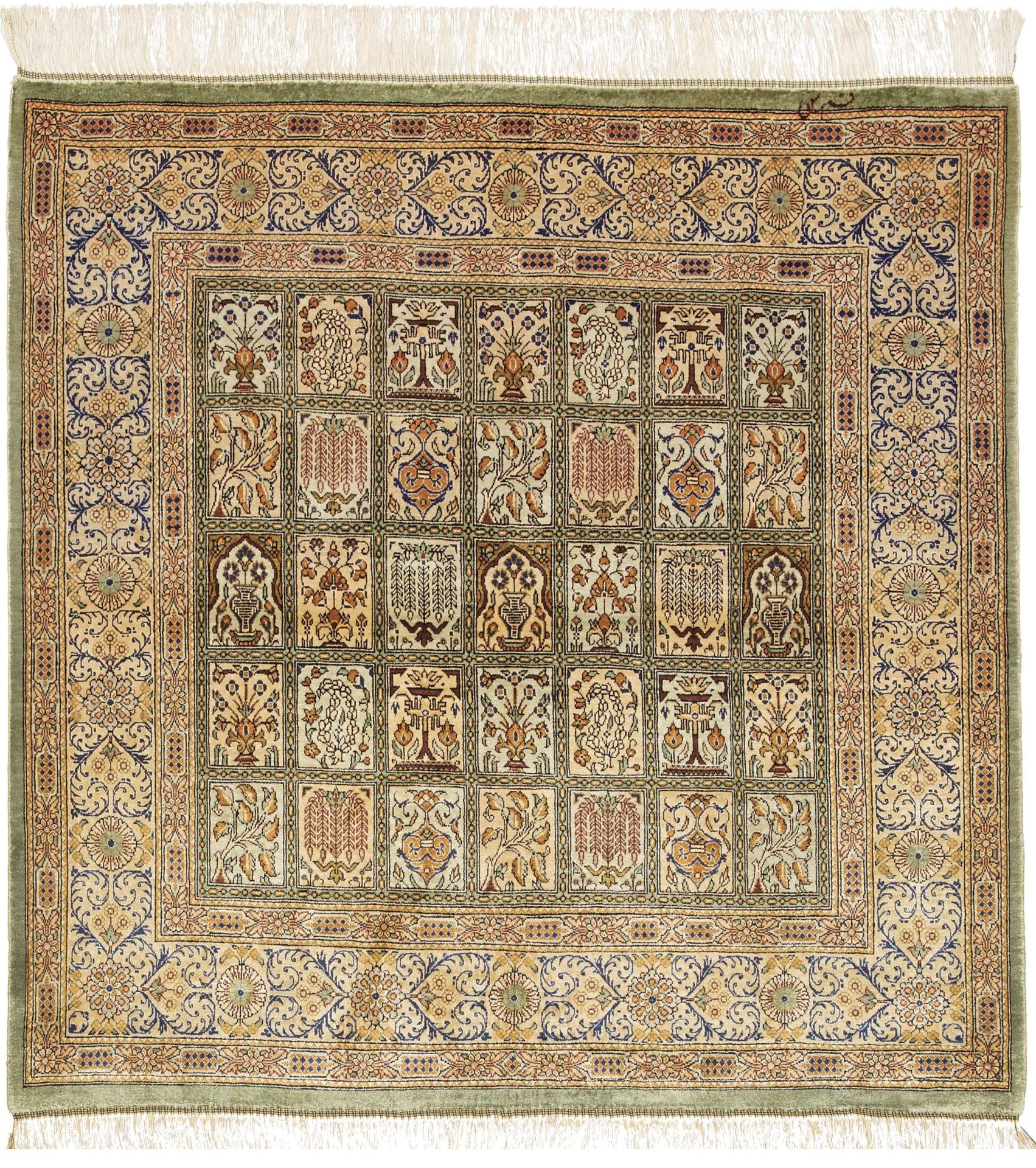 perserteppich-ghom-96-x-96-cm-seide-handgeknupft-exklusiv Ghom Perserteppich aus Iran, 96 × 96 cm