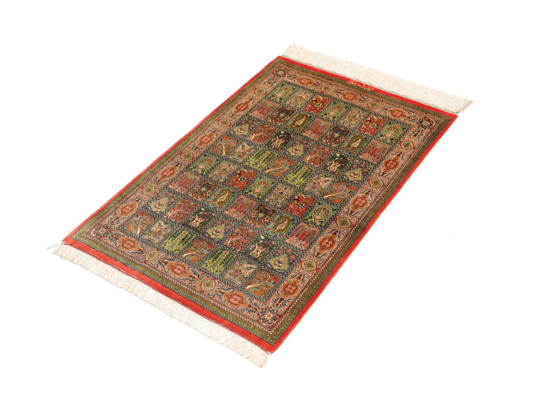 perserteppich-ghom-61-x-89-cm-100-seide-handgeknupft-edel-1 Handgeknüpfter Ghom Perserteppich 61 × 89 cm