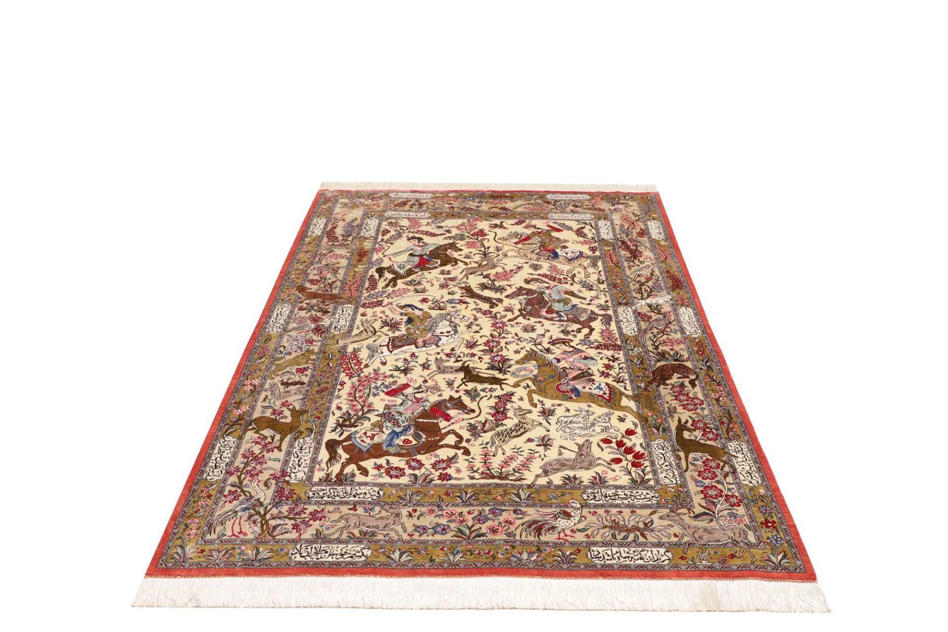 Handgeknüpfter Ghom Perserteppich, 133 × 199 cm, Seide