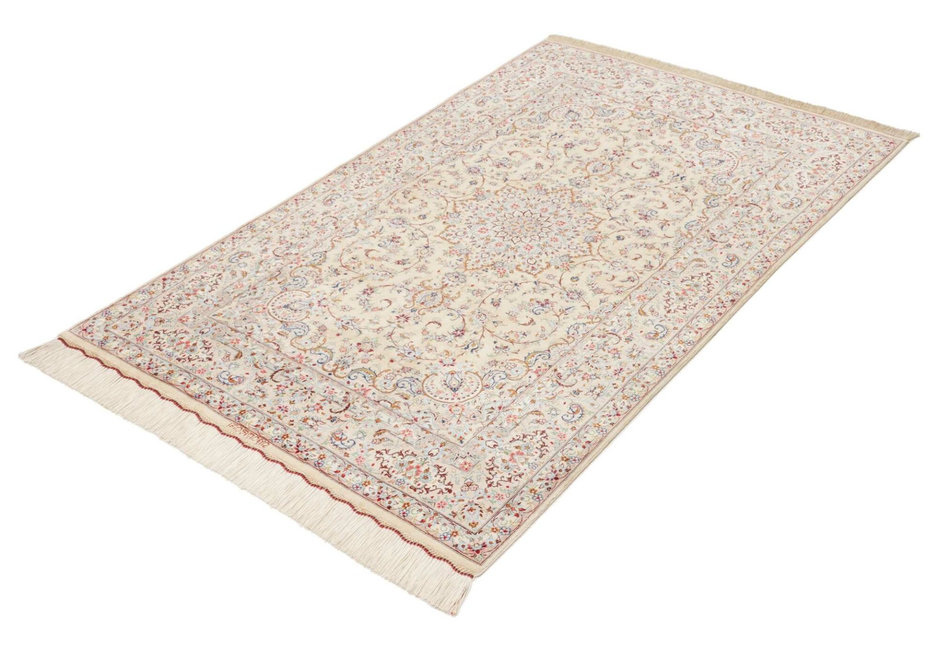 Handgeknüpfter Ghom Perserteppich, 101 × 152 cm, Seide