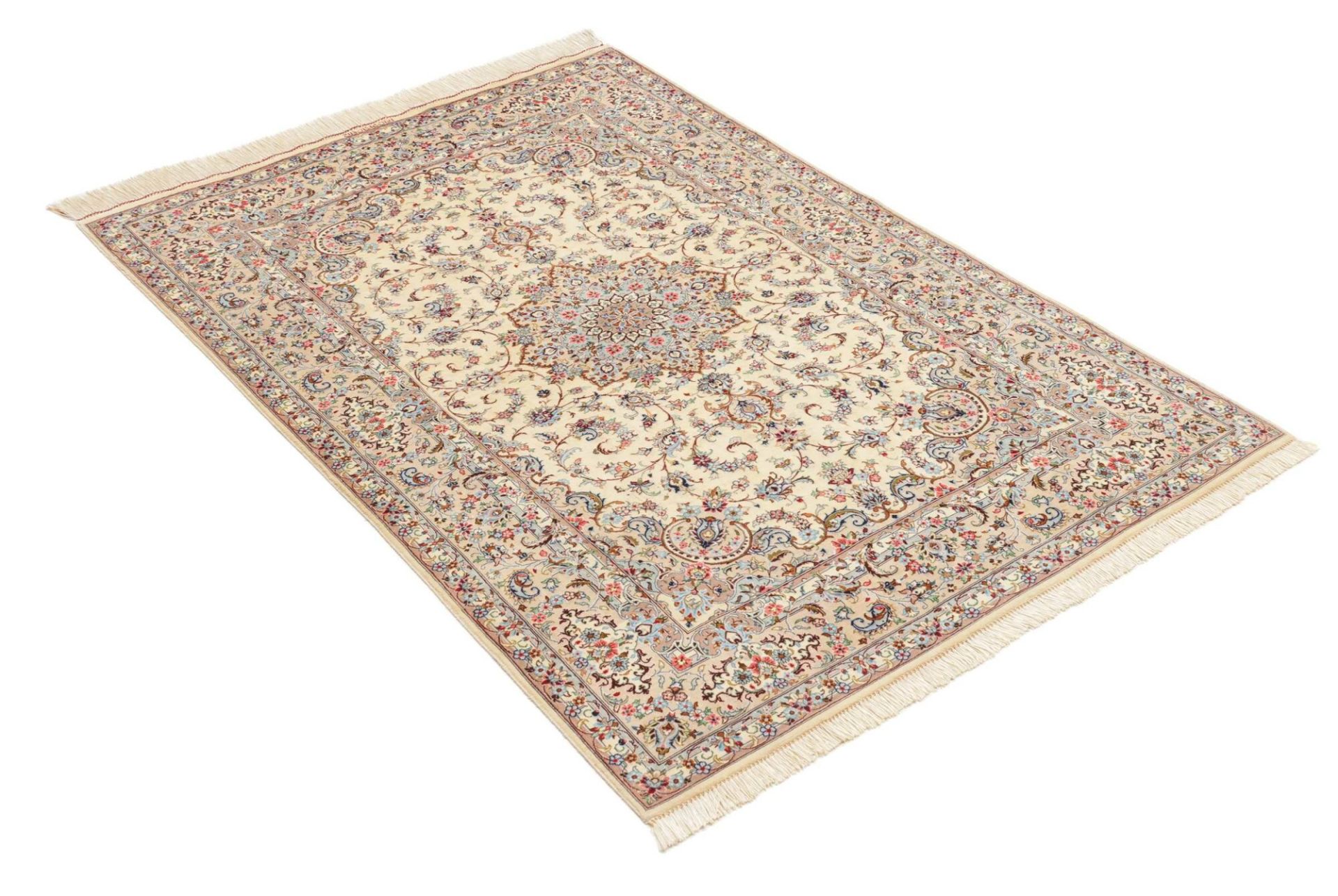 Handgeknüpfter Ghom Perserteppich, 101 × 152 cm, Seide