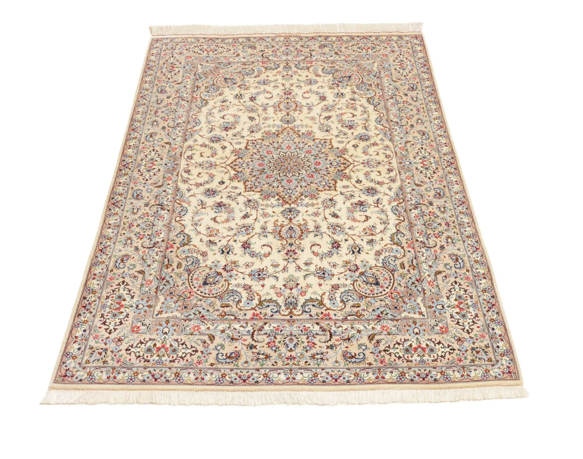 Handgeknüpfter Ghom Perserteppich, 101 × 152 cm, Seide