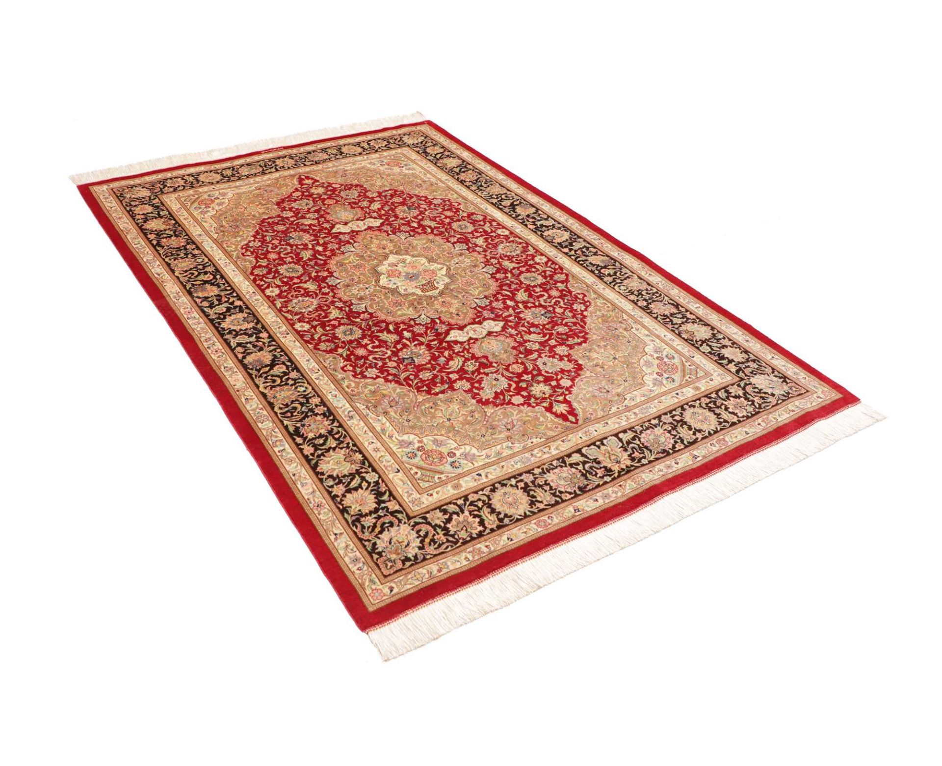 Ghom Perserteppich aus Iran, 136 × 196 cm