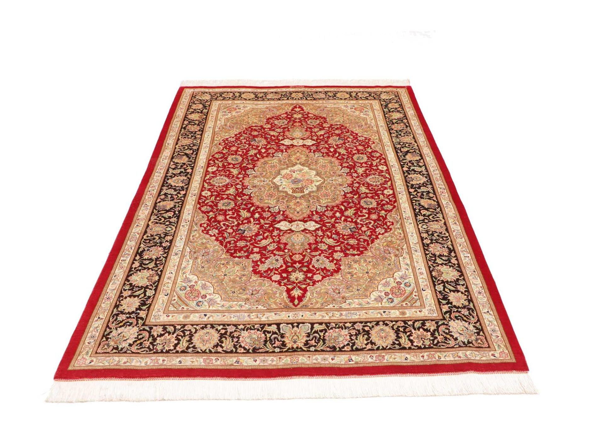 Ghom Perserteppich aus Iran, 136 × 196 cm