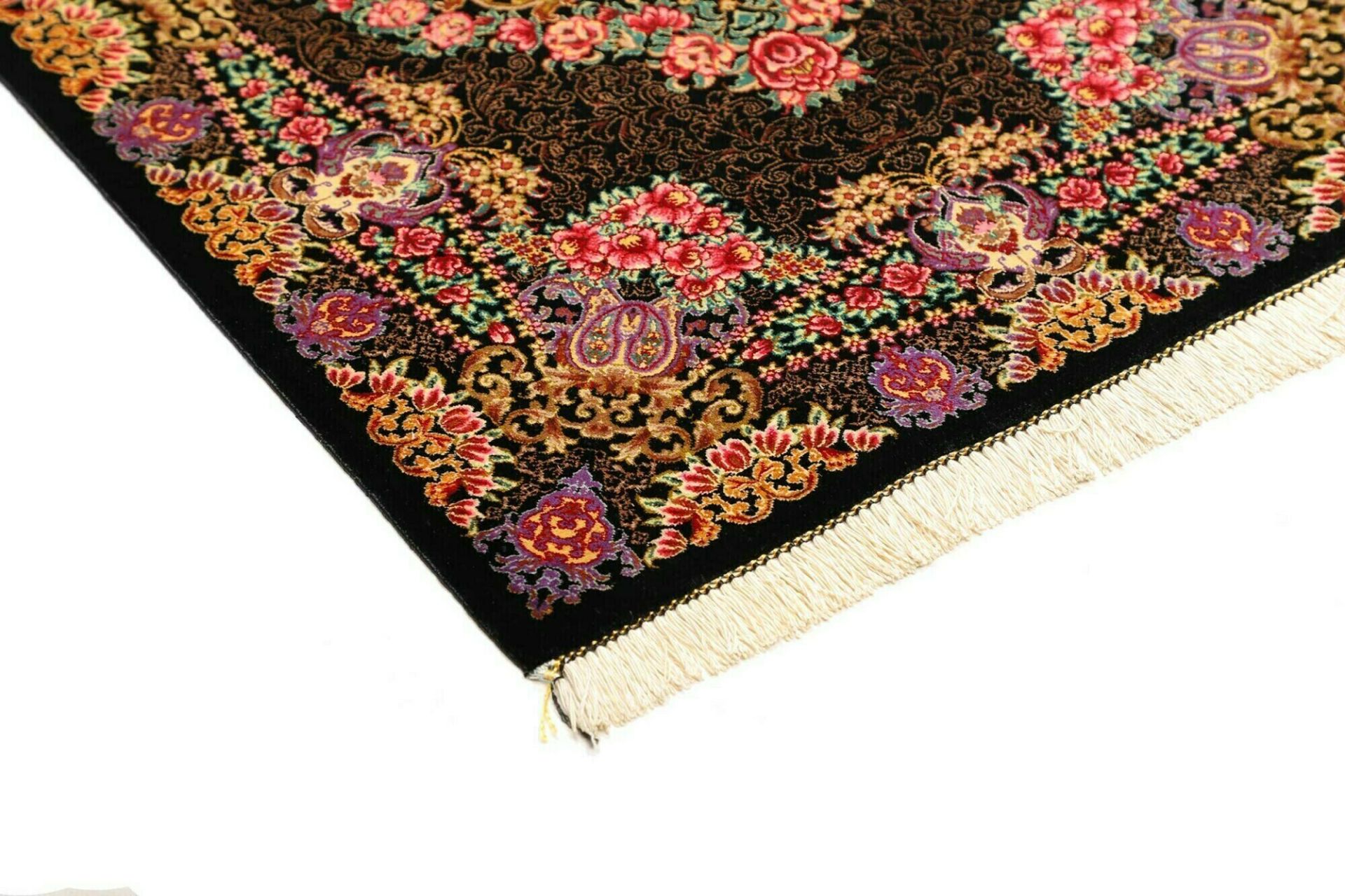 Ghom Perserteppich 61 × 89 cm aus Seide, handgeknüpft