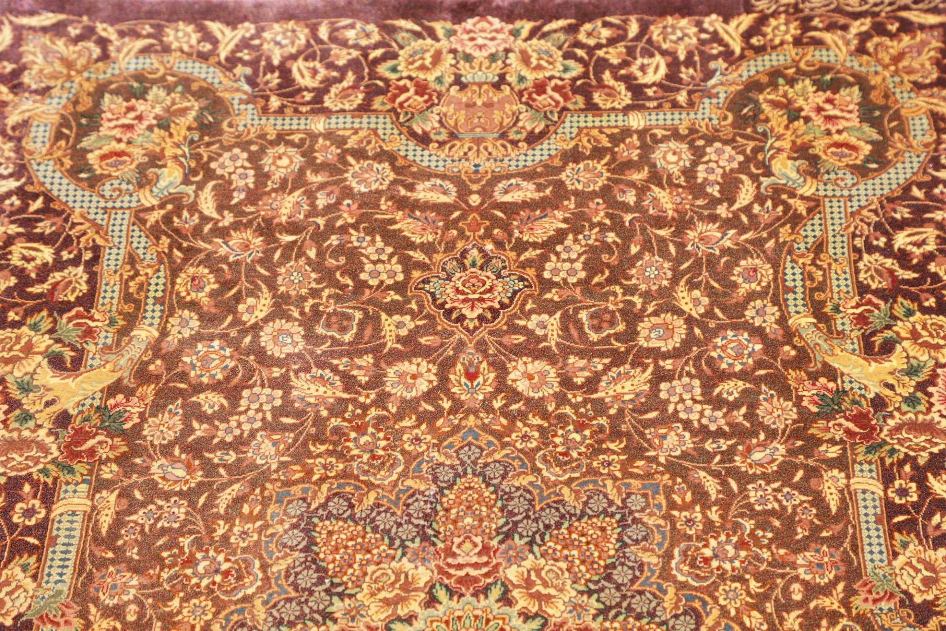 Handgeknüpfter Ghom Perserteppich, 78 × 120 cm, Seide
