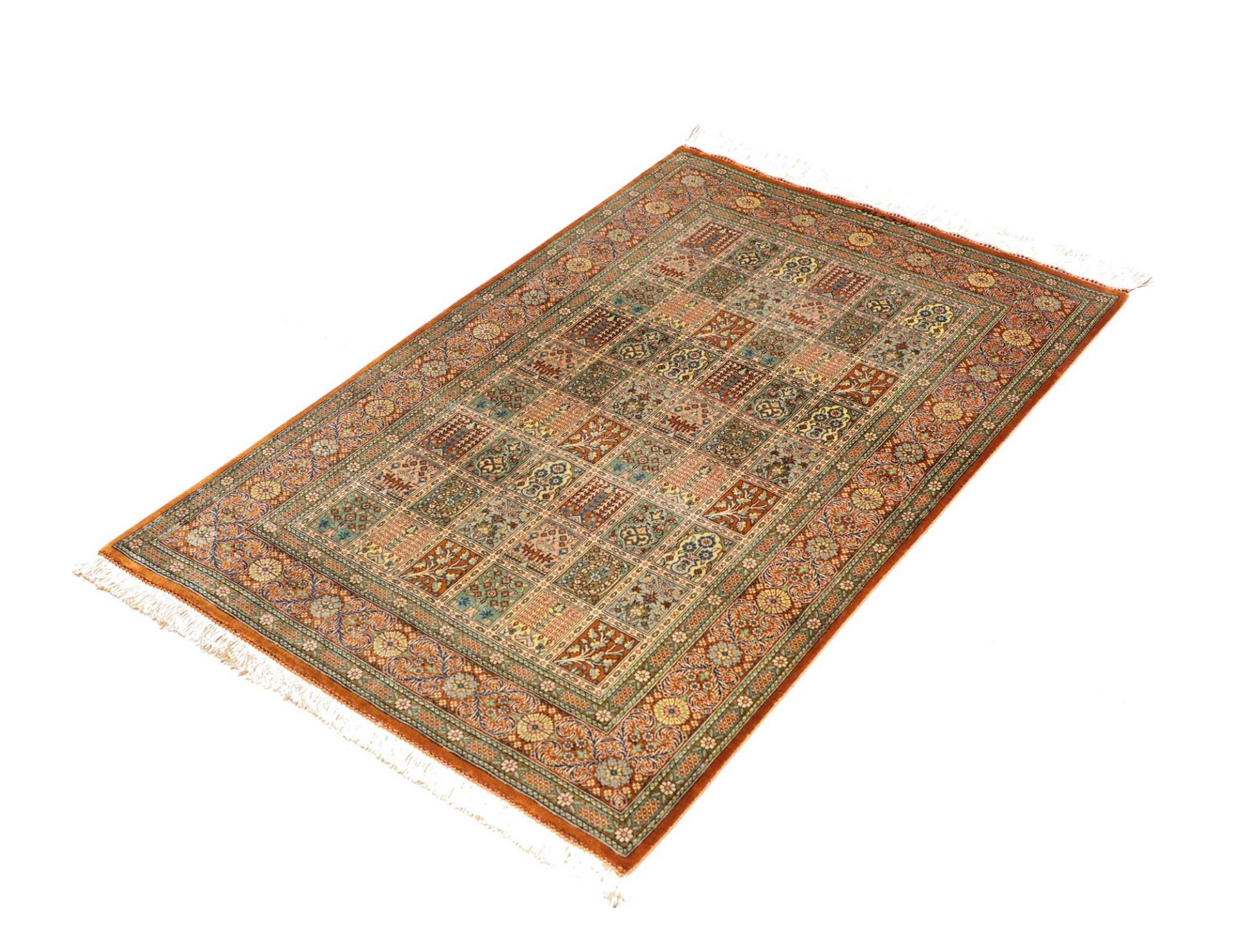 Handgeknüpfter Ghom Perserteppich, 79 × 119 cm, Seide