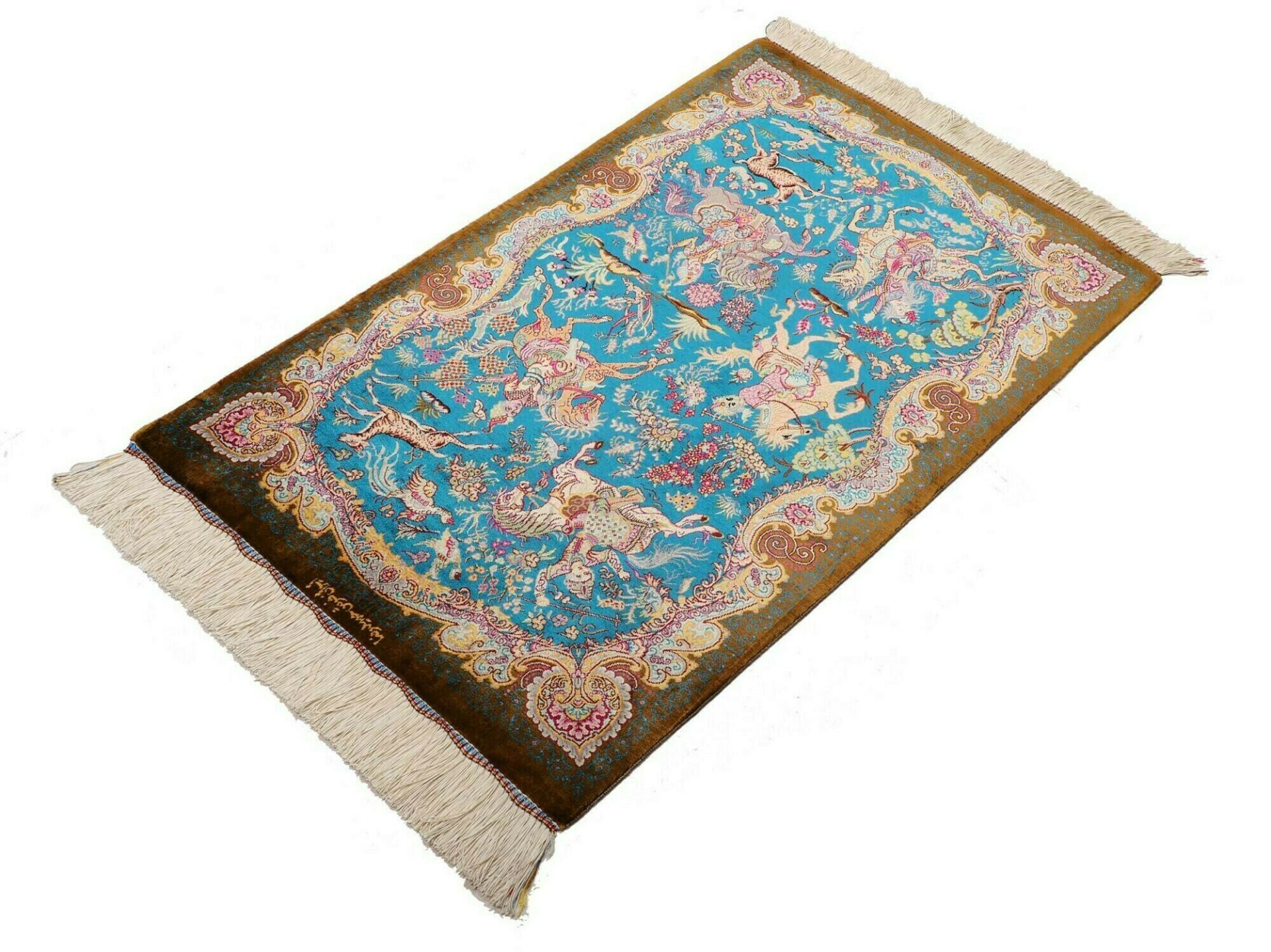 Ghom Perserteppich aus Iran, 59 × 89 cm