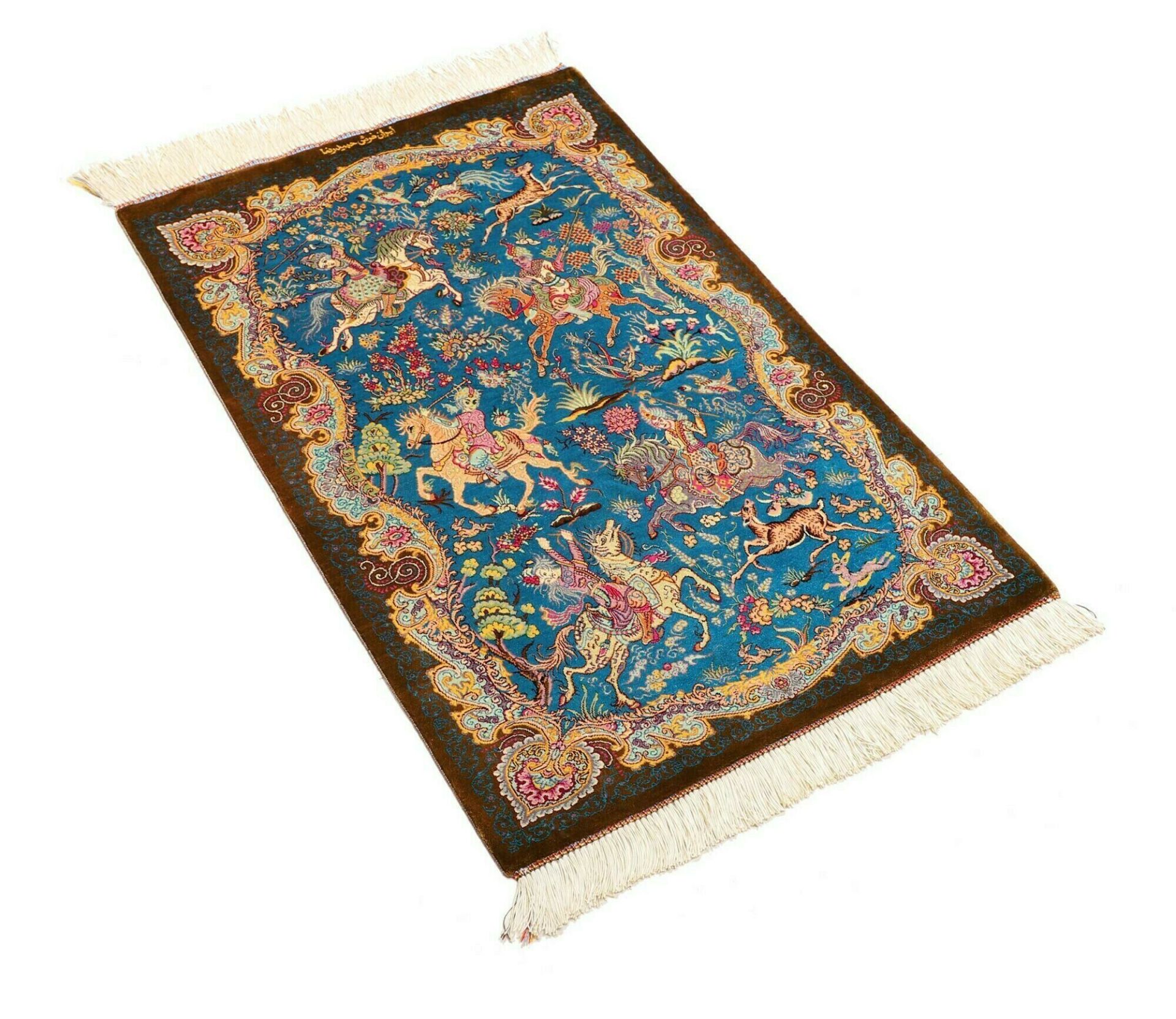 Ghom Perserteppich aus Iran, 59 × 89 cm