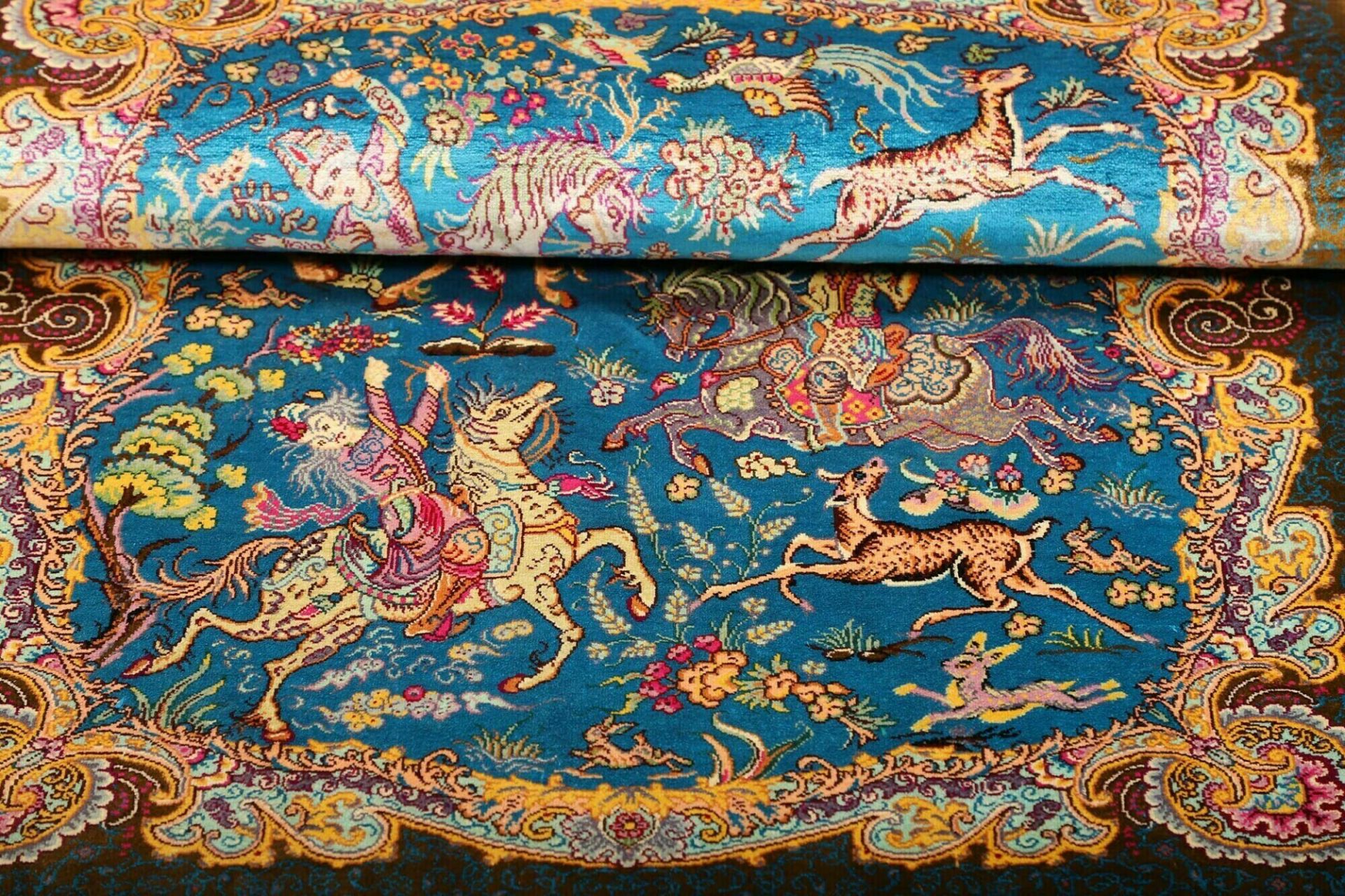 Ghom Perserteppich aus Iran, 59 × 89 cm