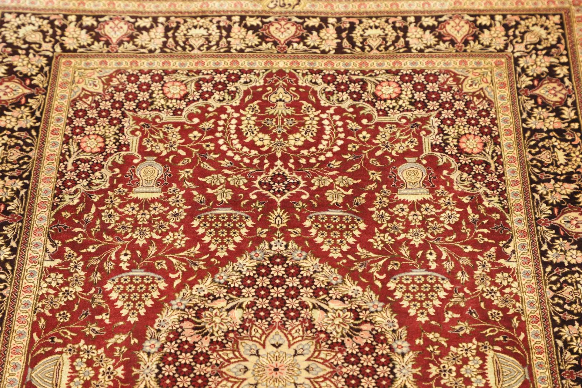 Handgeknüpfter Ghom Perserteppich, 81 × 119 cm, Seide