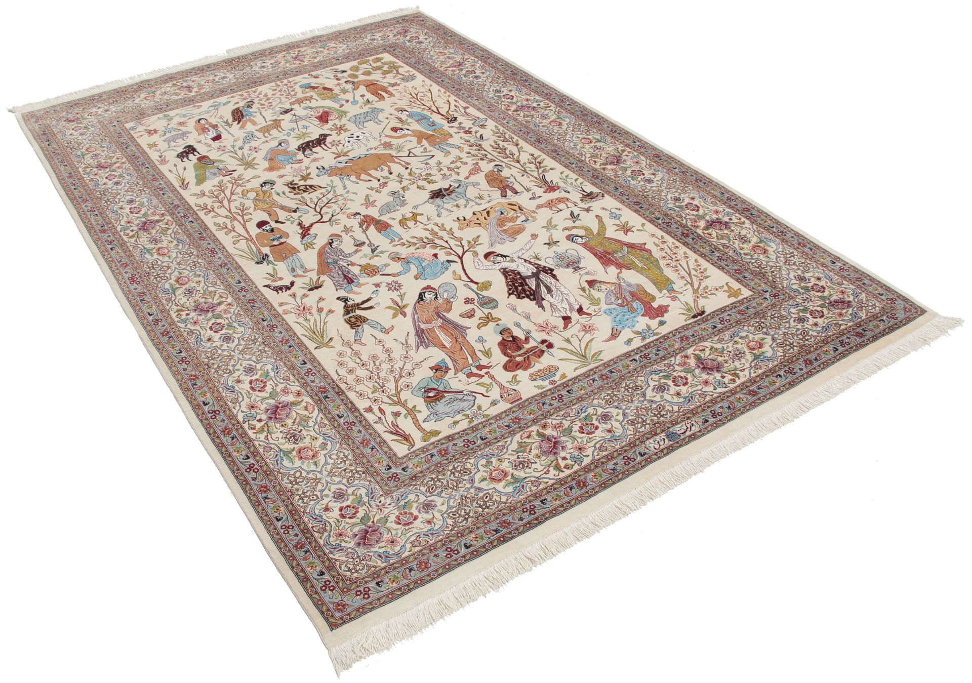 Handgeknüpfter Ghom Perserteppich, 150 × 222 cm, Seide