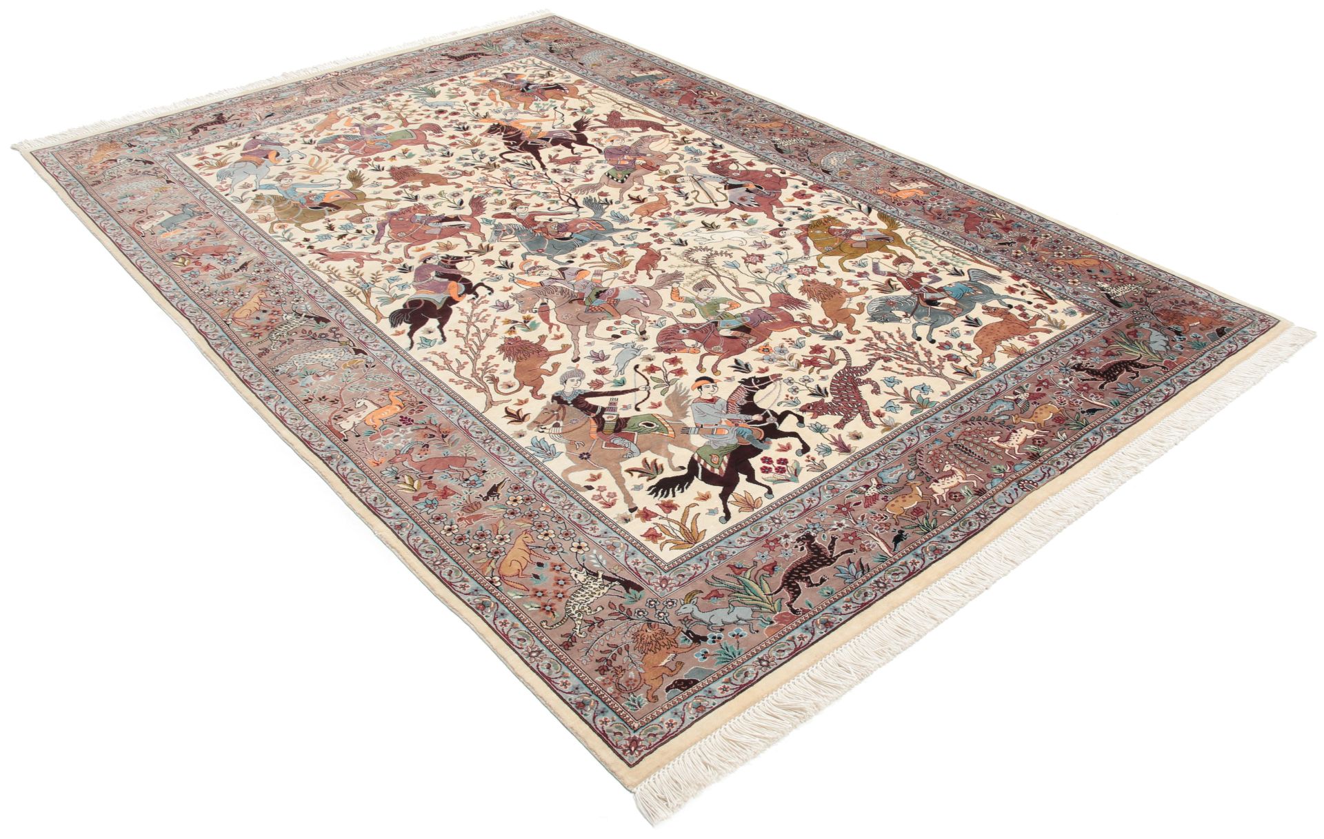 Handgeknüpfter Ghom Perserteppich, 142 × 212 cm, Seide