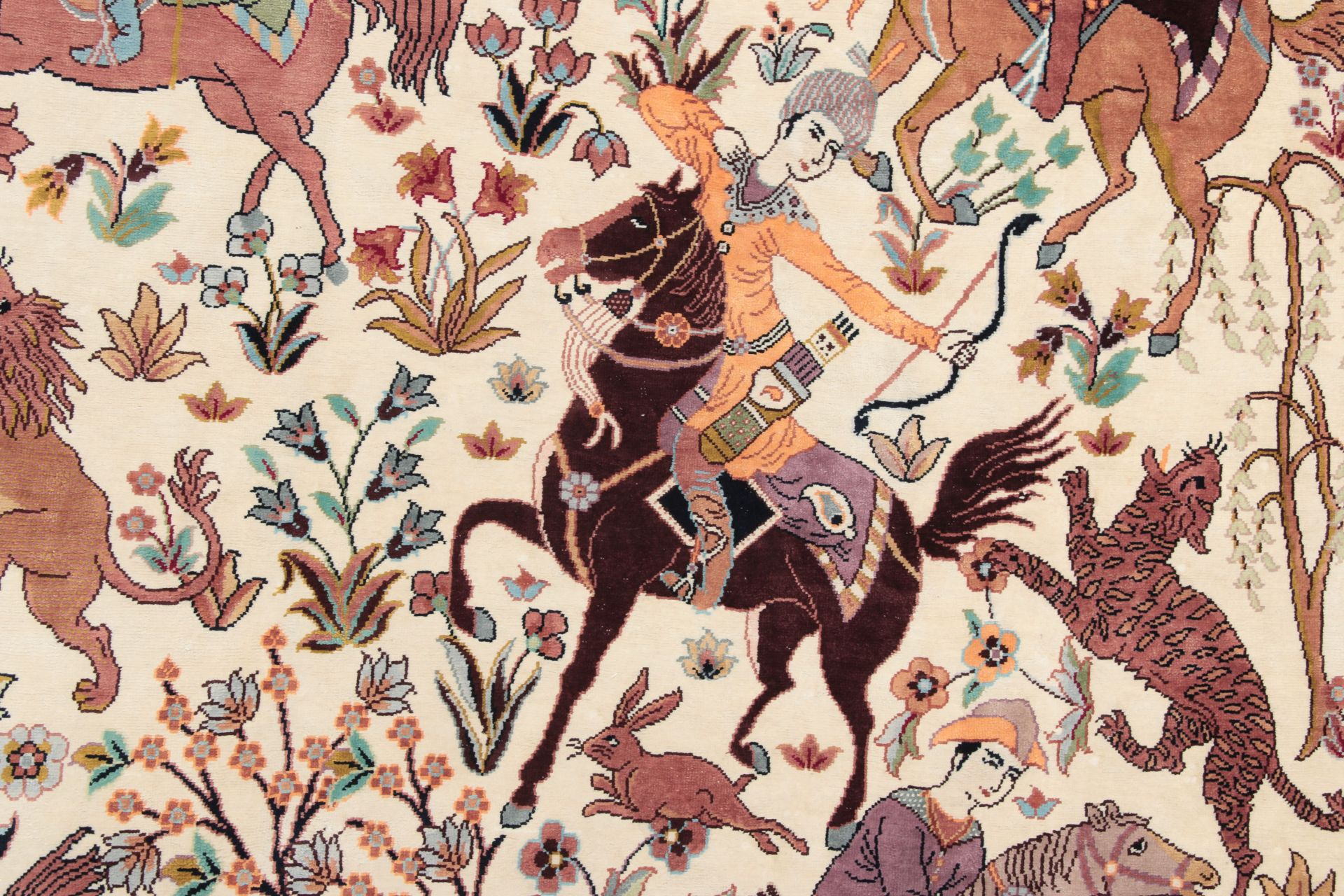 Handgeknüpfter Ghom Perserteppich, 142 × 212 cm, Seide