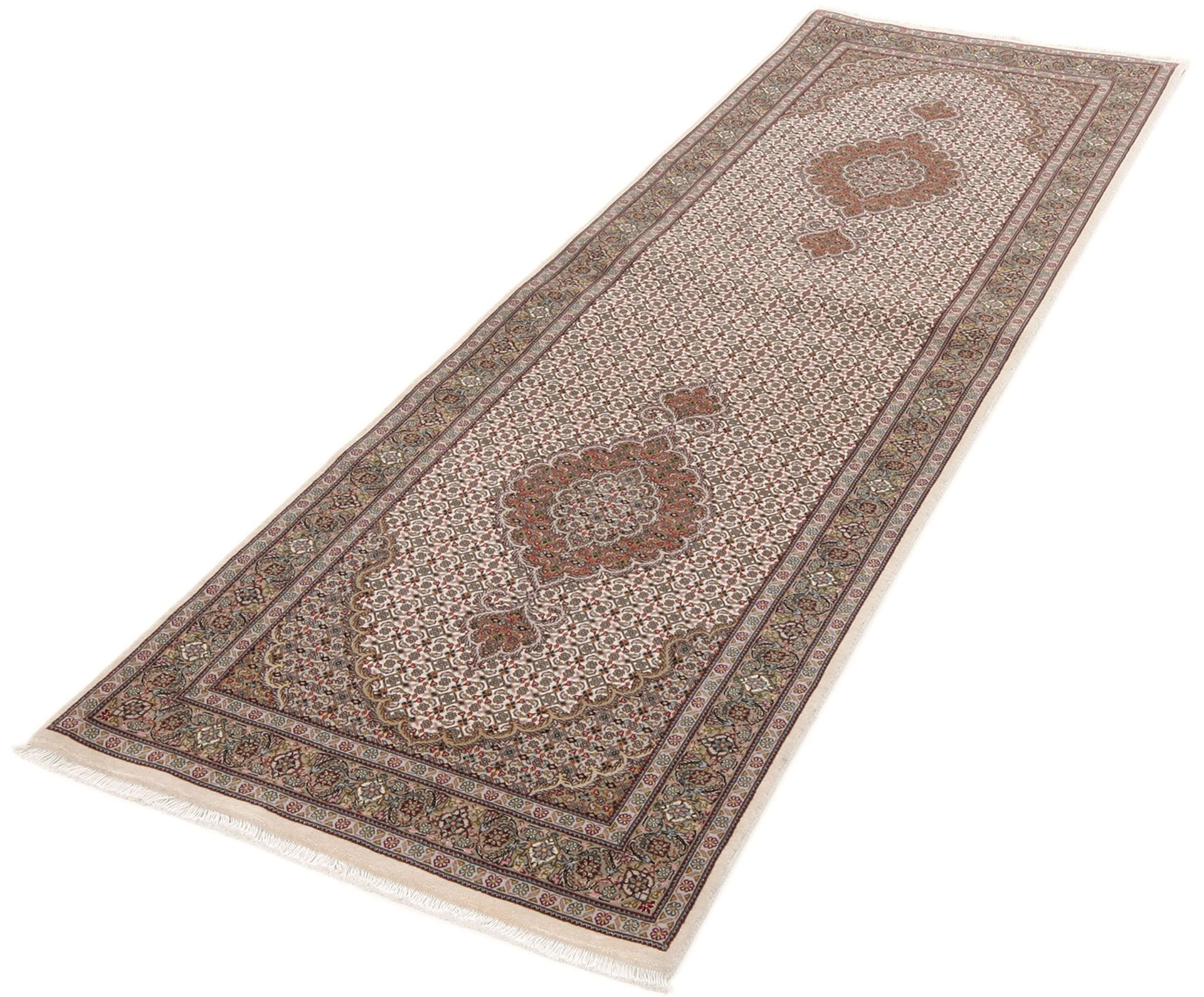 Täbriz Perserteppich 81 × 256 cm aus Wolle & Seide, handgeknüpft