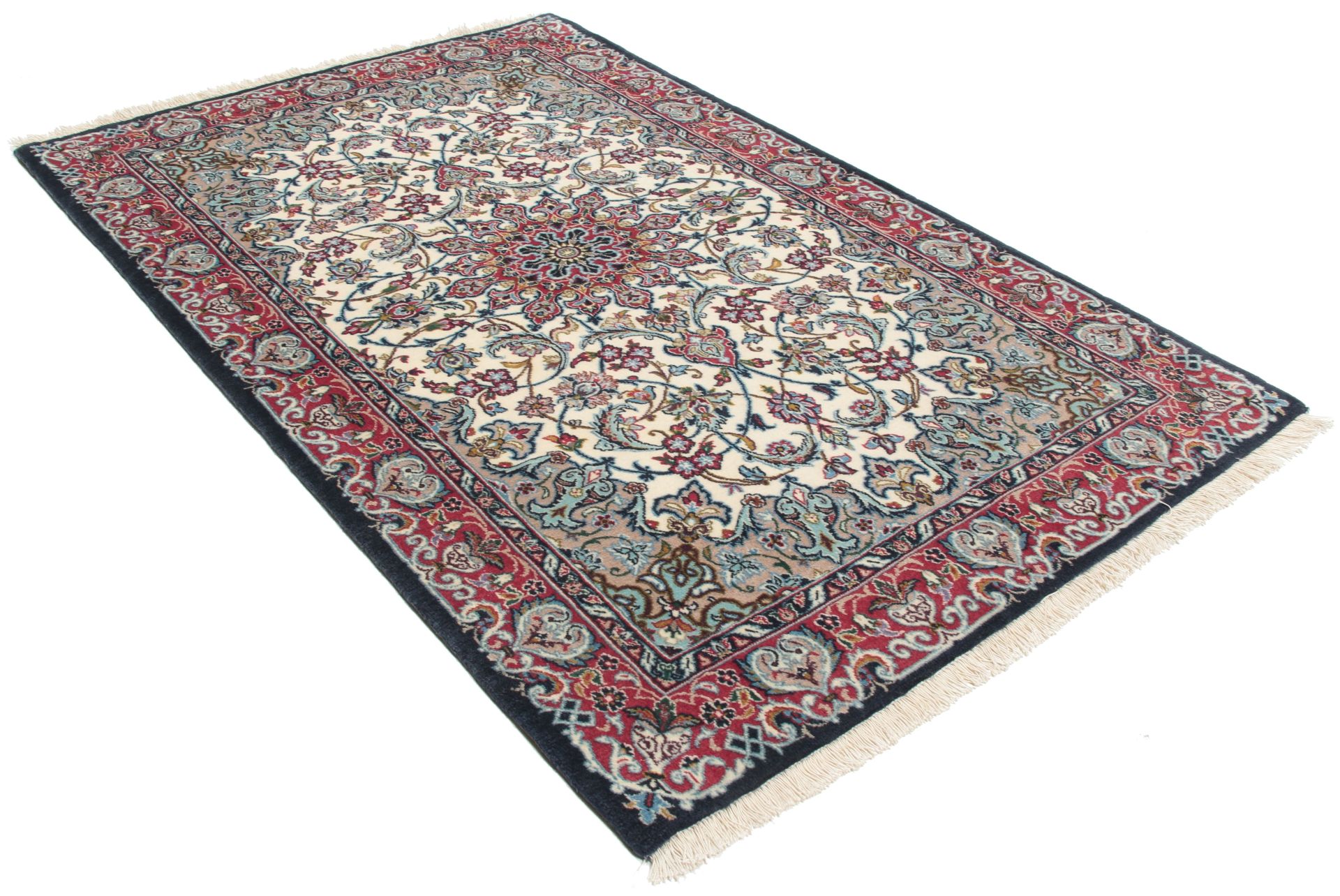 Isfahan Perserteppich 79 × 126 cm aus Wolle & Seide, handgeknüpft