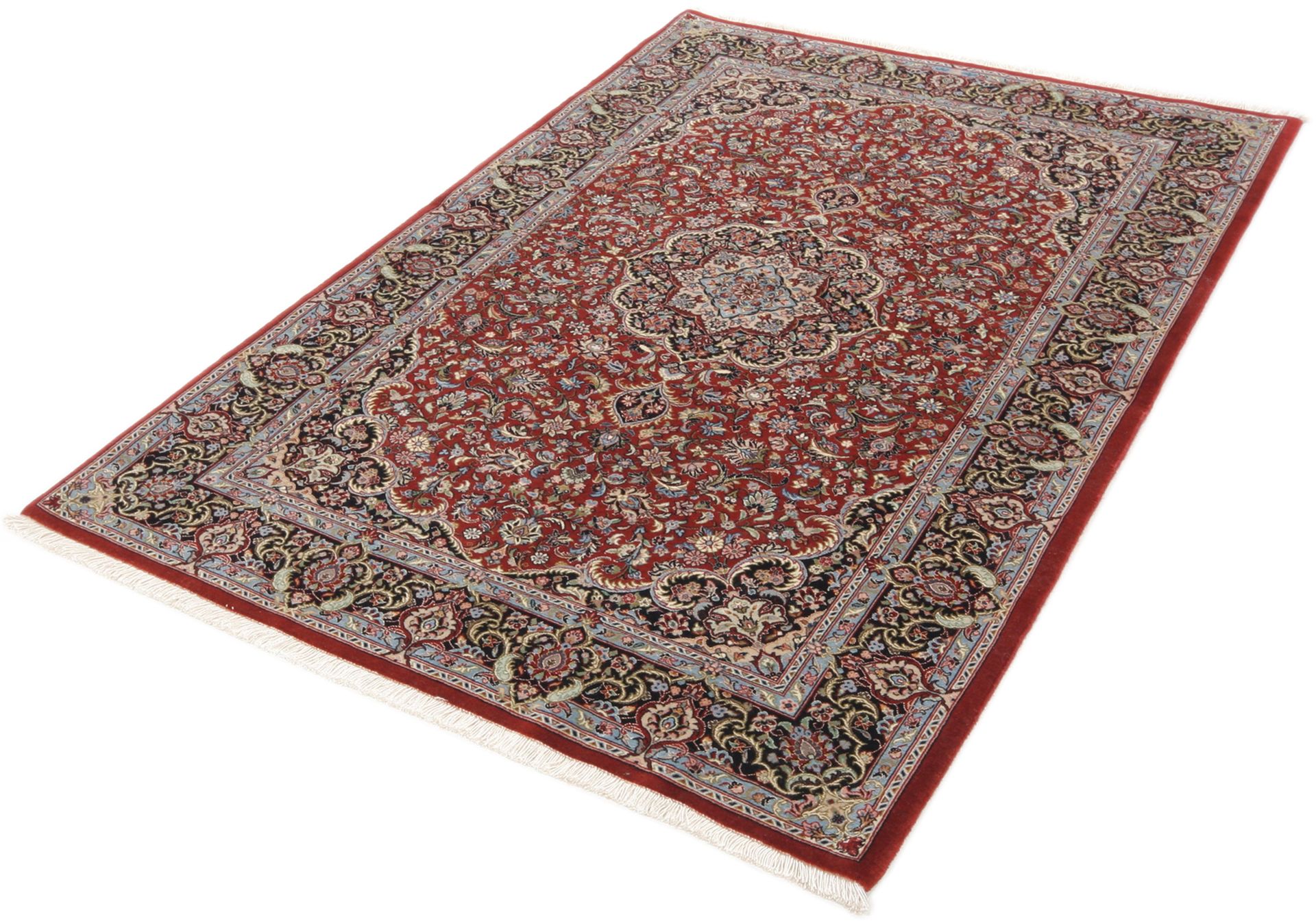 Handgeknüpfter Isfahan Perserteppich, 108 × 163 cm, Wolle & Seide
