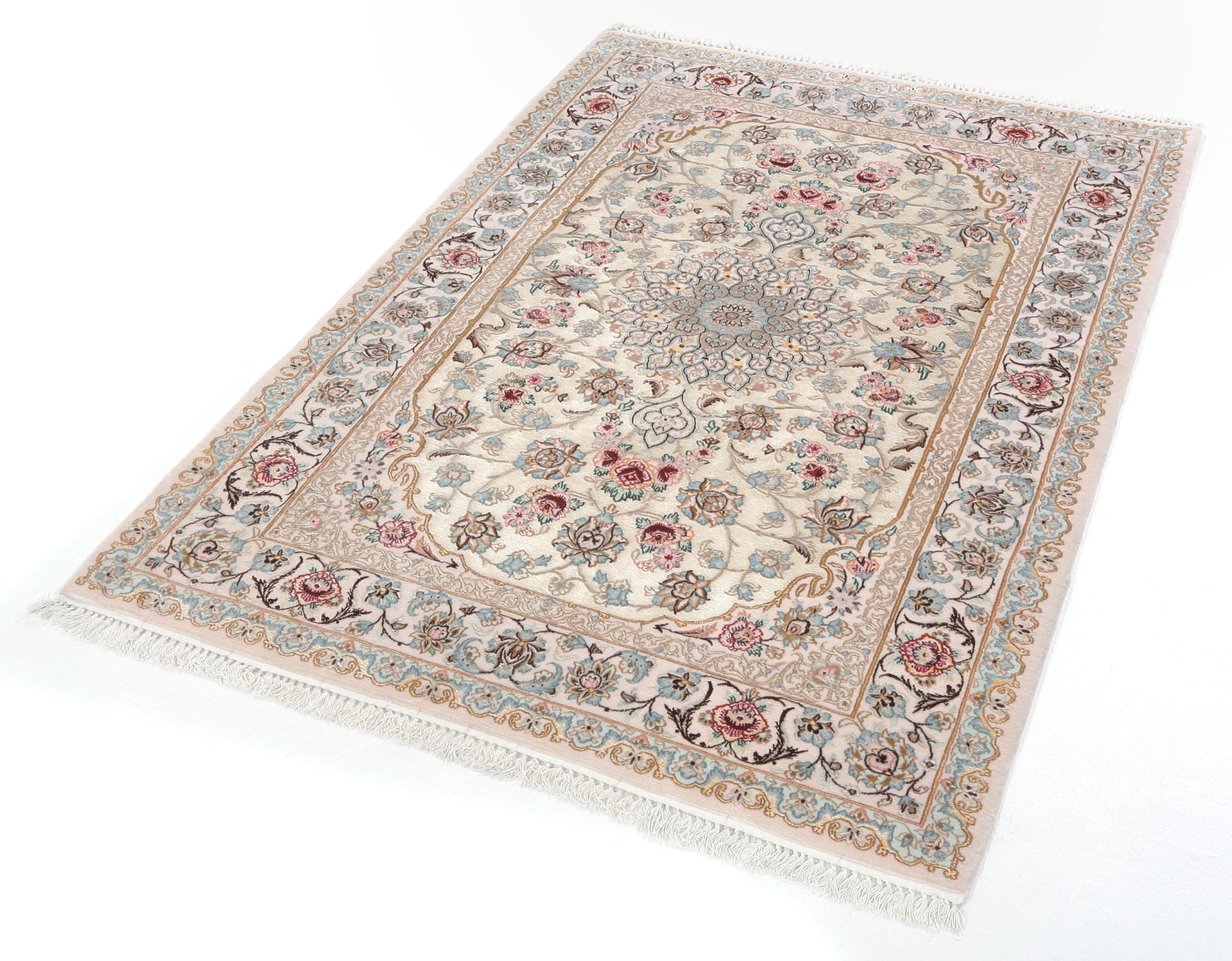Isfahan Perserteppich 110 × 167 cm aus Wolle & Seide, handgeknüpft