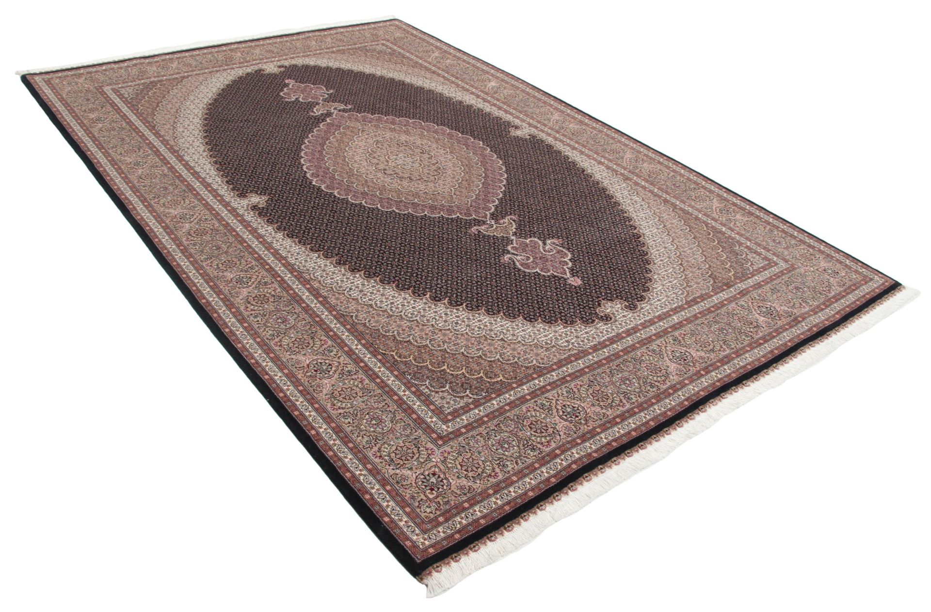 Handgeknüpfter Täbriz Perserteppich, 205 × 305 cm, Wolle & Seide