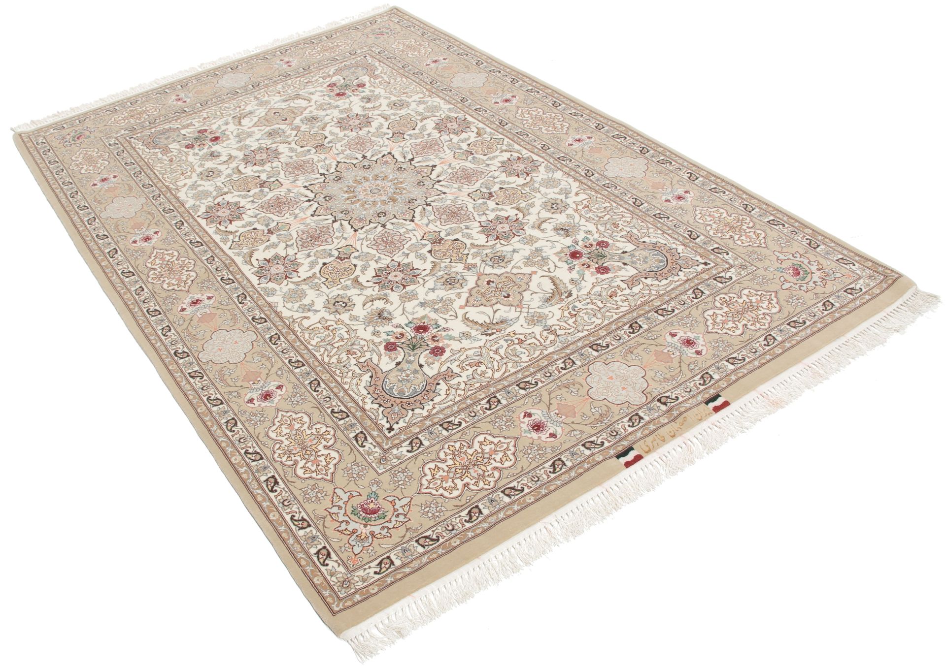 Isfahan Perserteppich 132 × 200 cm aus Wolle & Seide, handgeknüpft