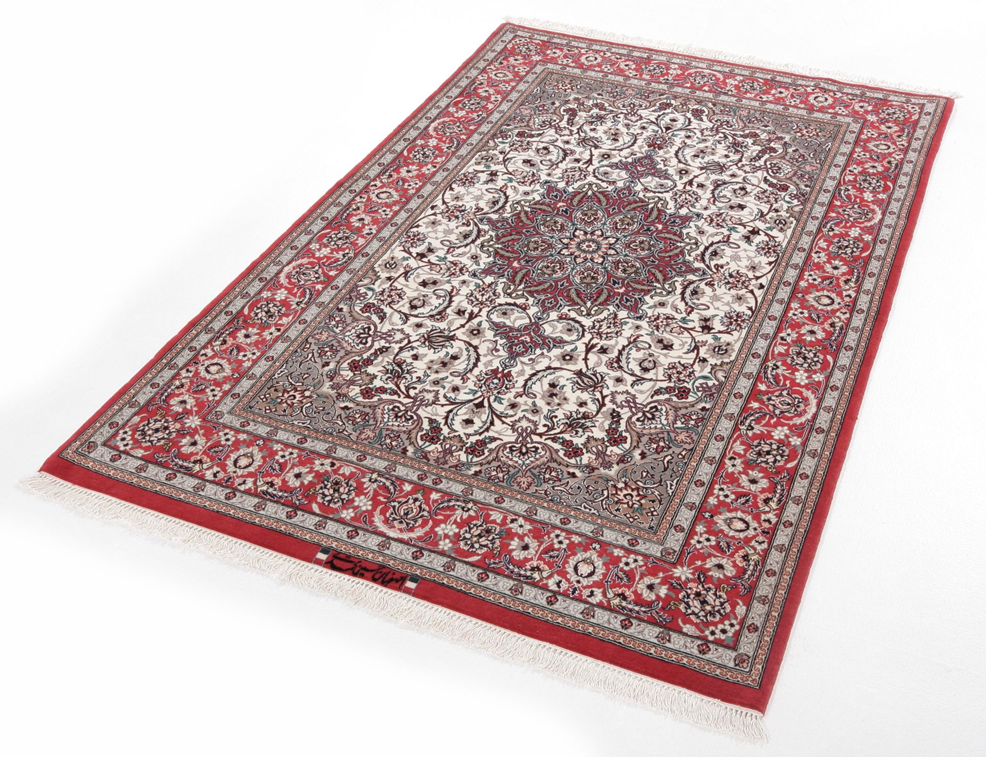 Isfahan Perserteppich 110 × 173 cm aus Wolle & Seide, handgeknüpft